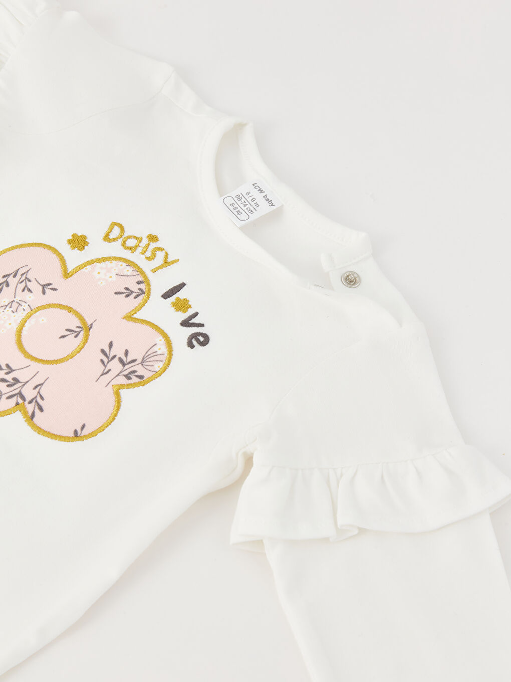 Tricou cu Mânecă Lungă și Guler Rotund pentru Bebeluși Fete și Colanți Set de 2 Bucăți-3