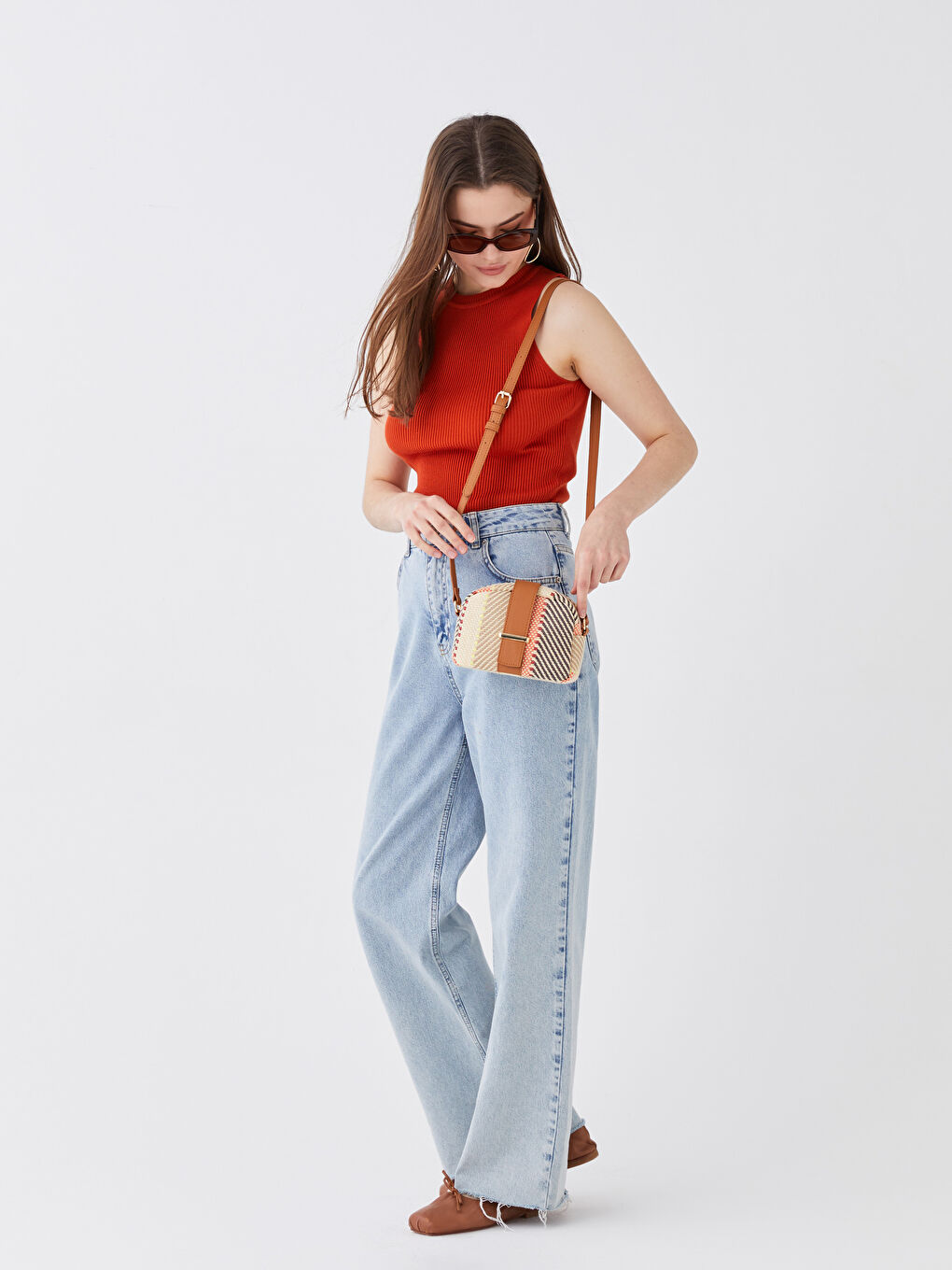 Karışık Desenli Hasır Kadın Çapraz Çanta-2