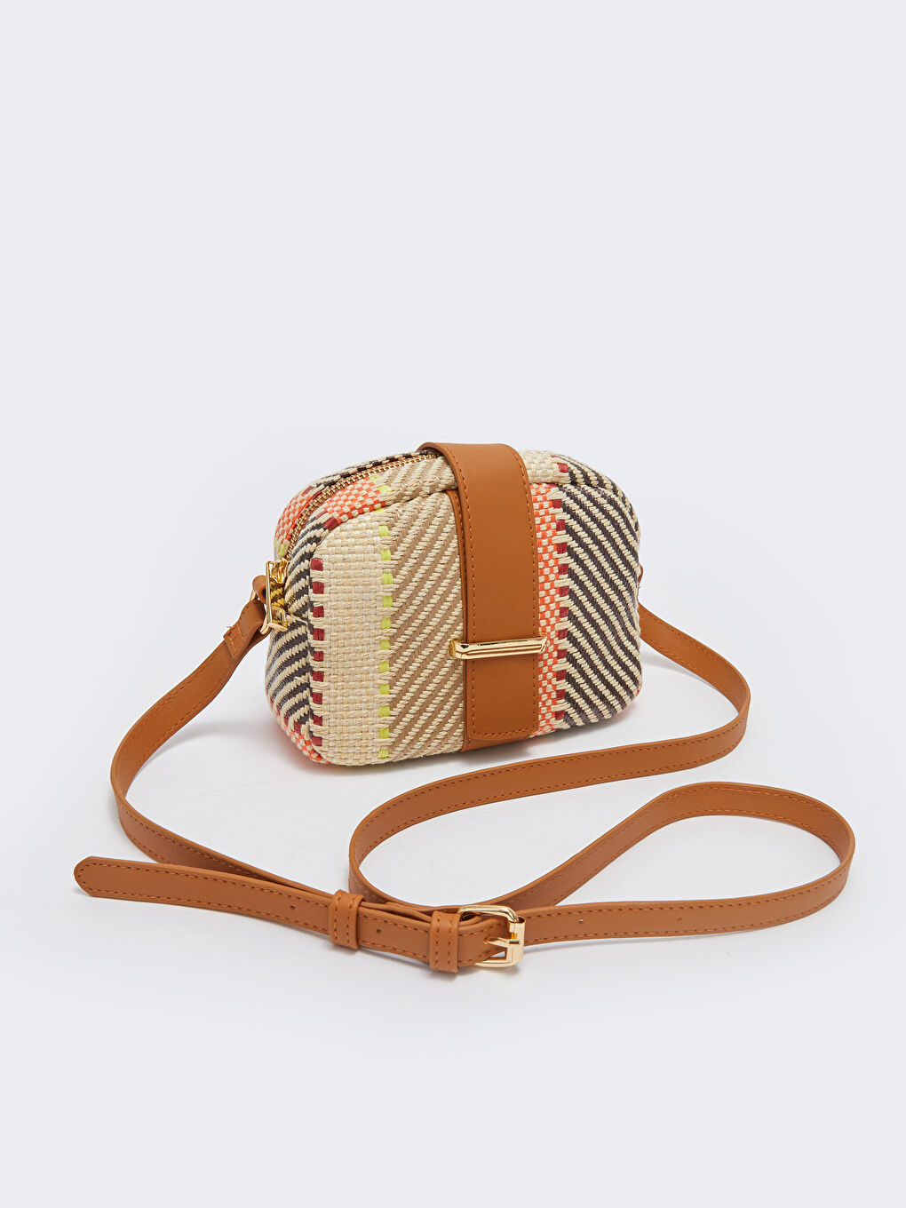 Karışık Desenli Hasır Kadın Çapraz Çanta-3