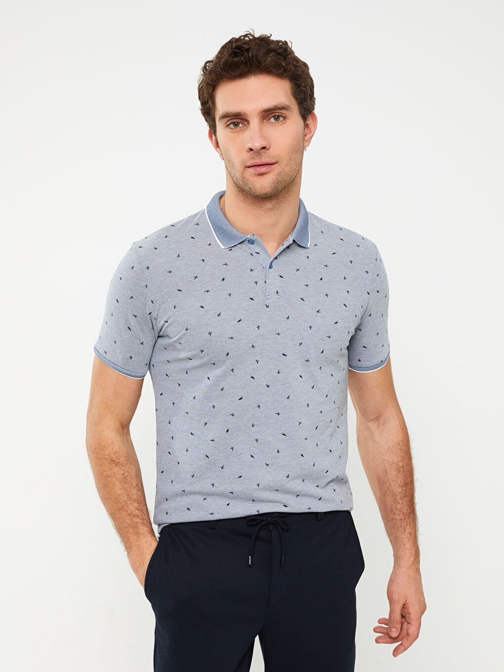 LCW Vision Polo Neck Short Sleeve Patterned Pique Men's T-Shirt -S39796Z8-J0M