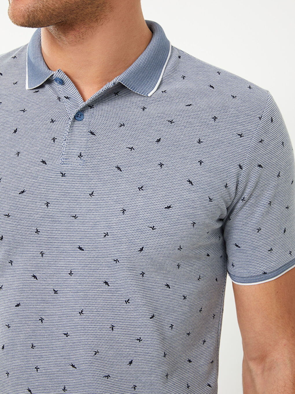 LCW Vision Polo Neck Short Sleeve Patterned Pique Men's T-Shirt -S39796Z8-J0M