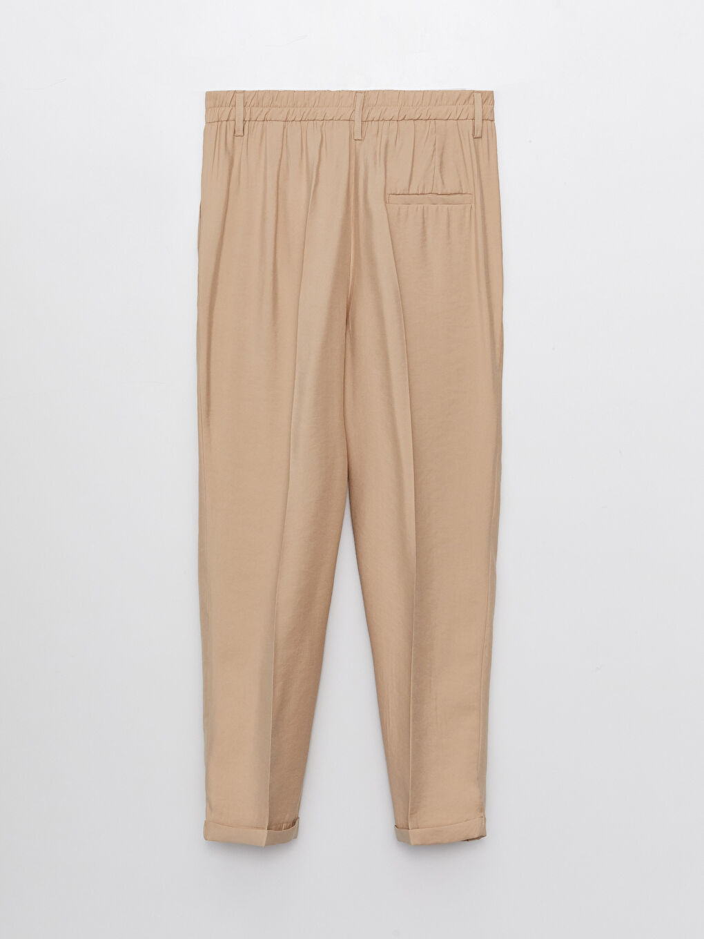 Bej Kadın Havuç Kesim Düz Pantolon-9