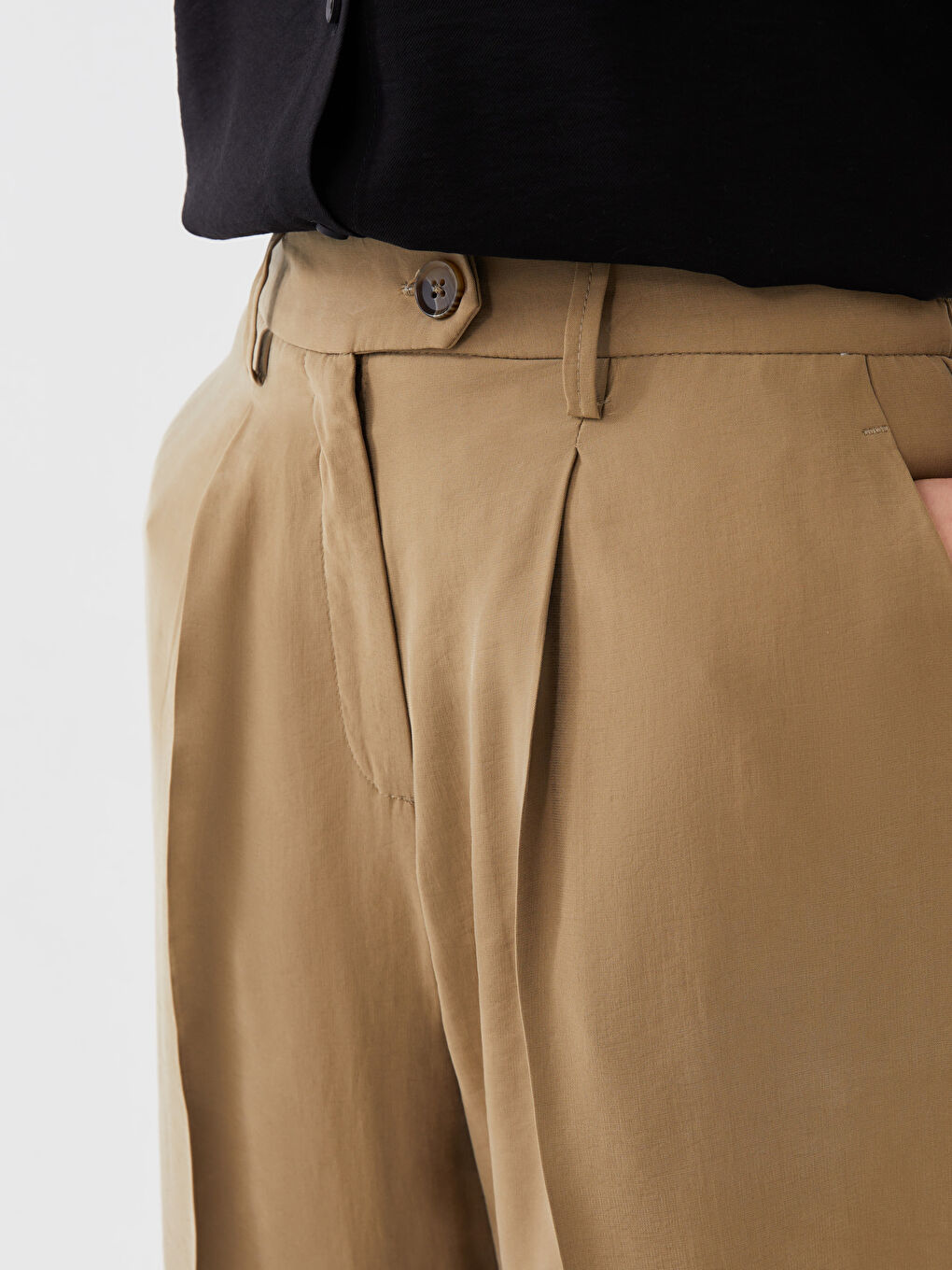 Haki Kadın Havuç Kesim Düz Pantolon-3