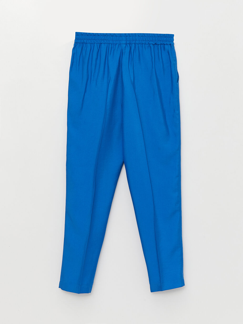 Mavi Beli Lastikli Rahat Kalıp Kadın Pantolon-5