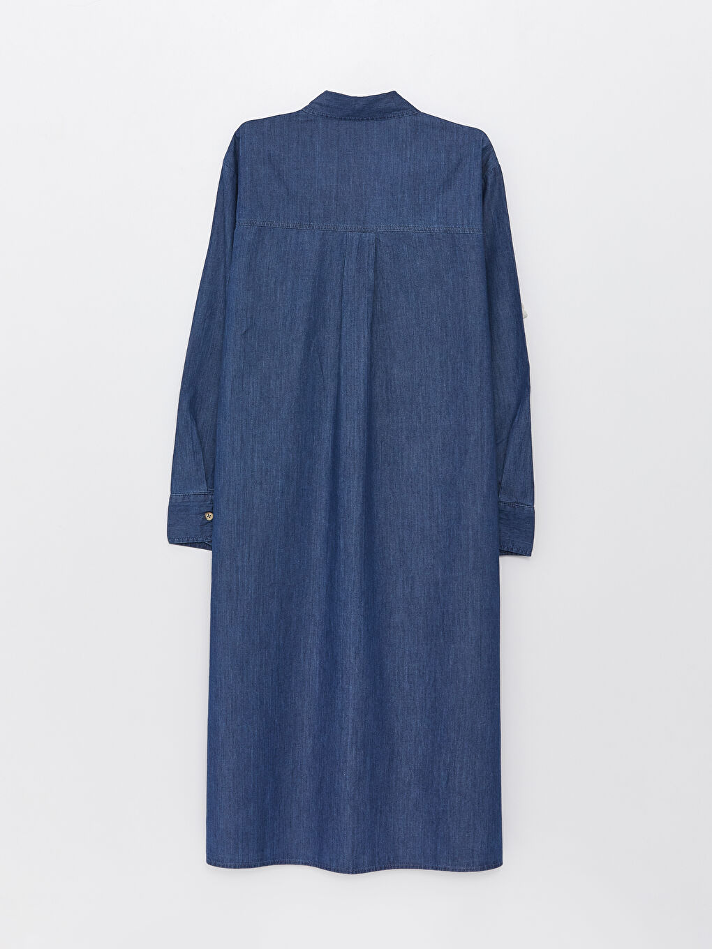 Collared Neck Plain Long Sleeve Women's Denim Tunic-6