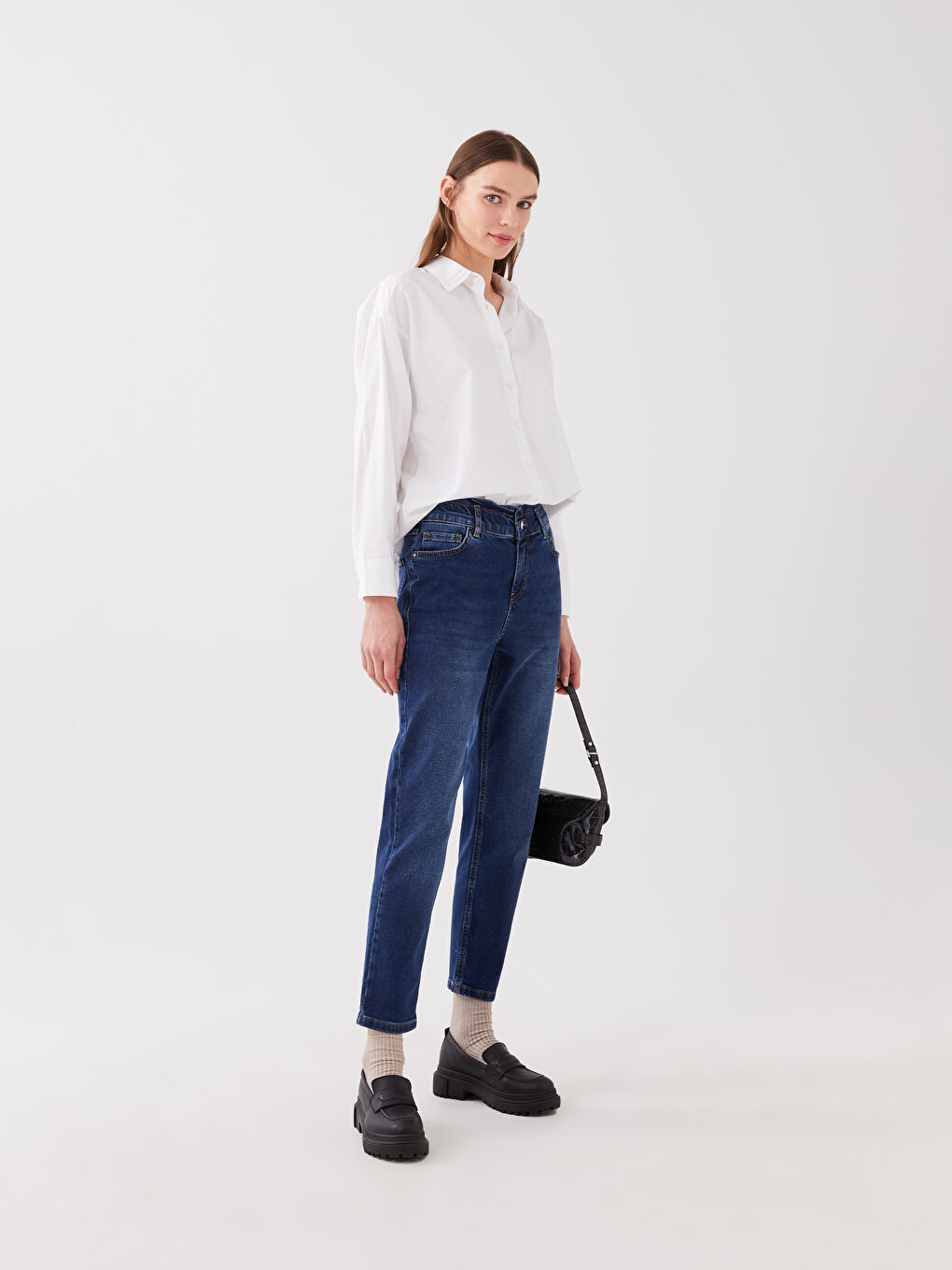 Elastic Waist Paperbag Women's Jeans -S39822Z8-H45