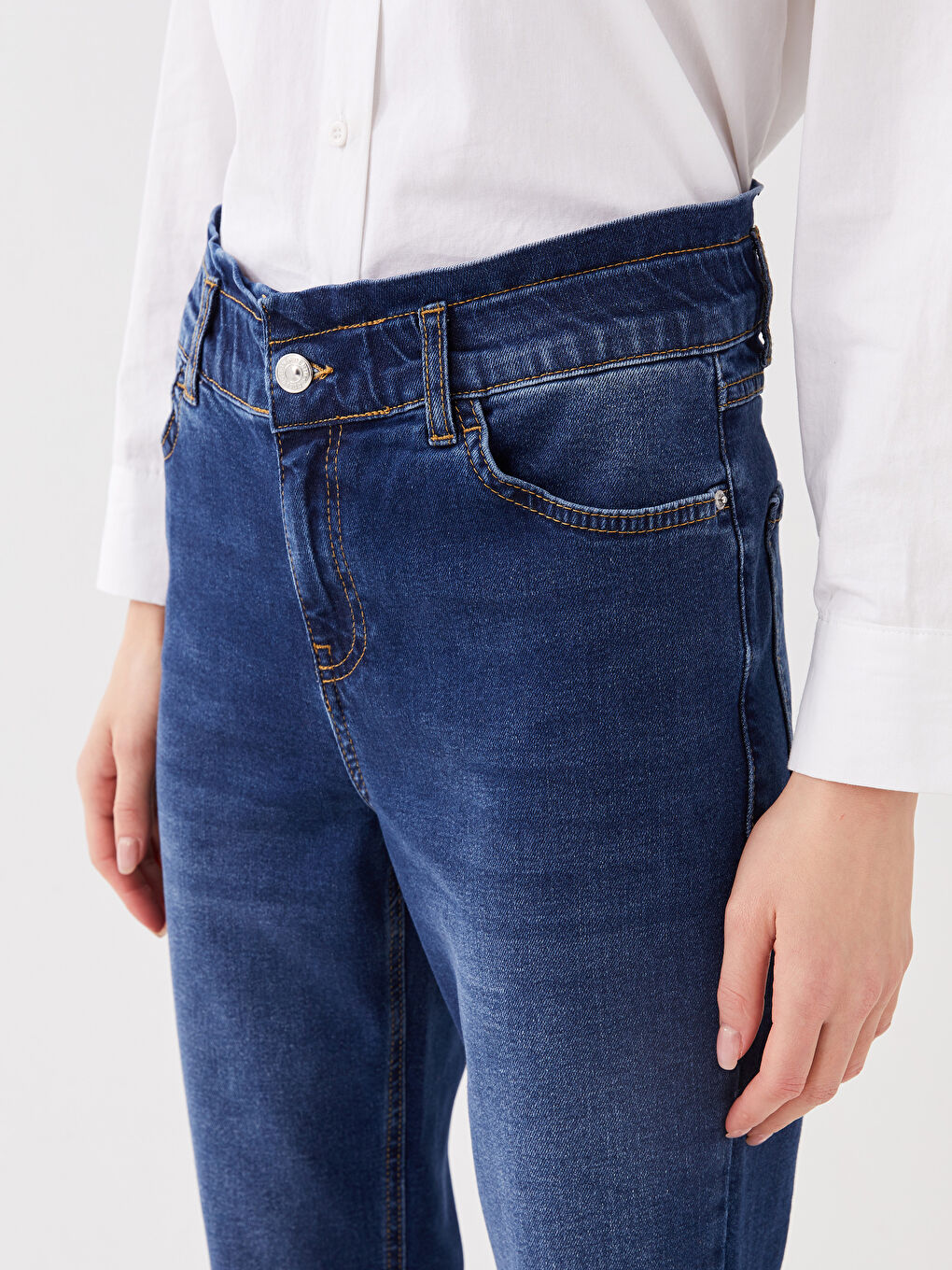 Elastic Waist Paperbag Women's Jeans -S39822Z8-H45