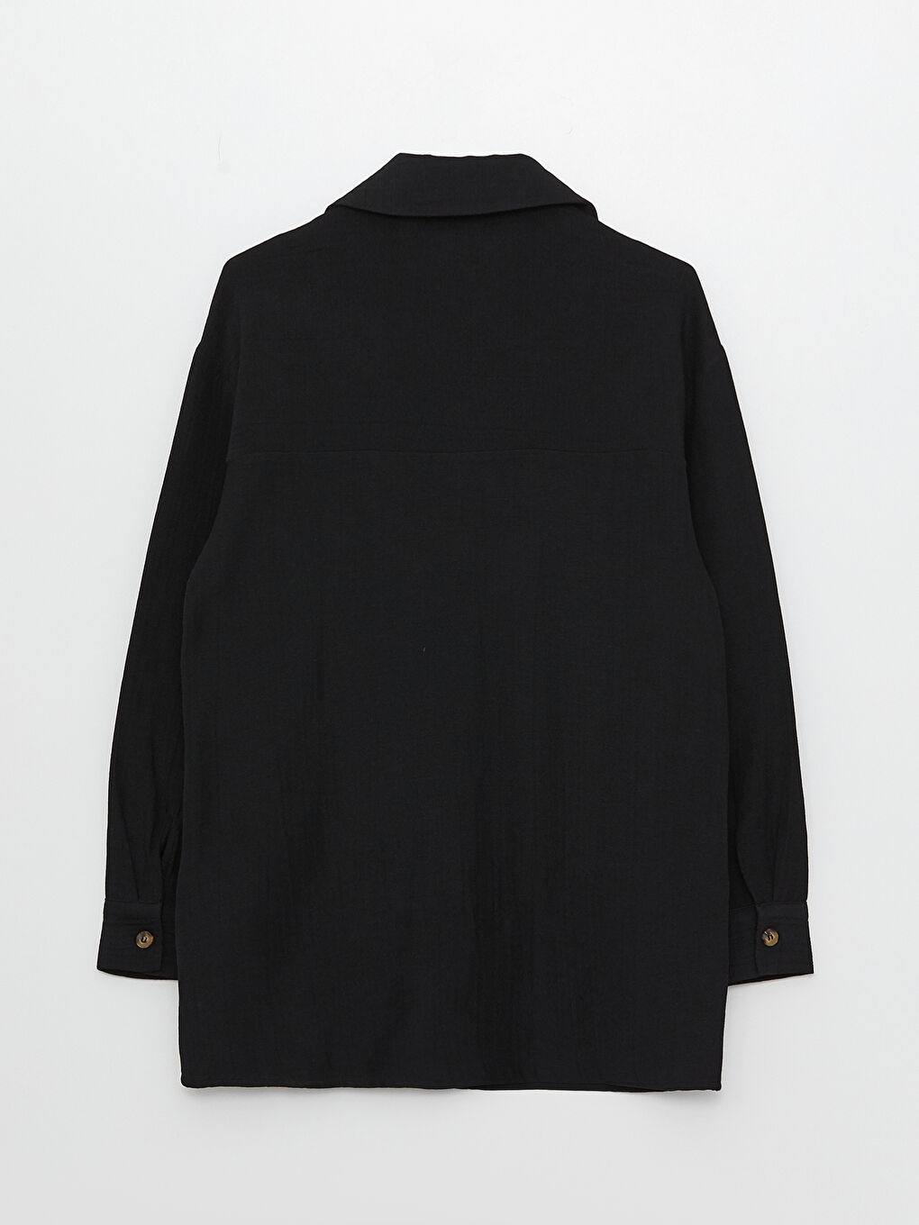 Изчистена риза-туника с дълъг ръкав овърсайз муселин за жени-12