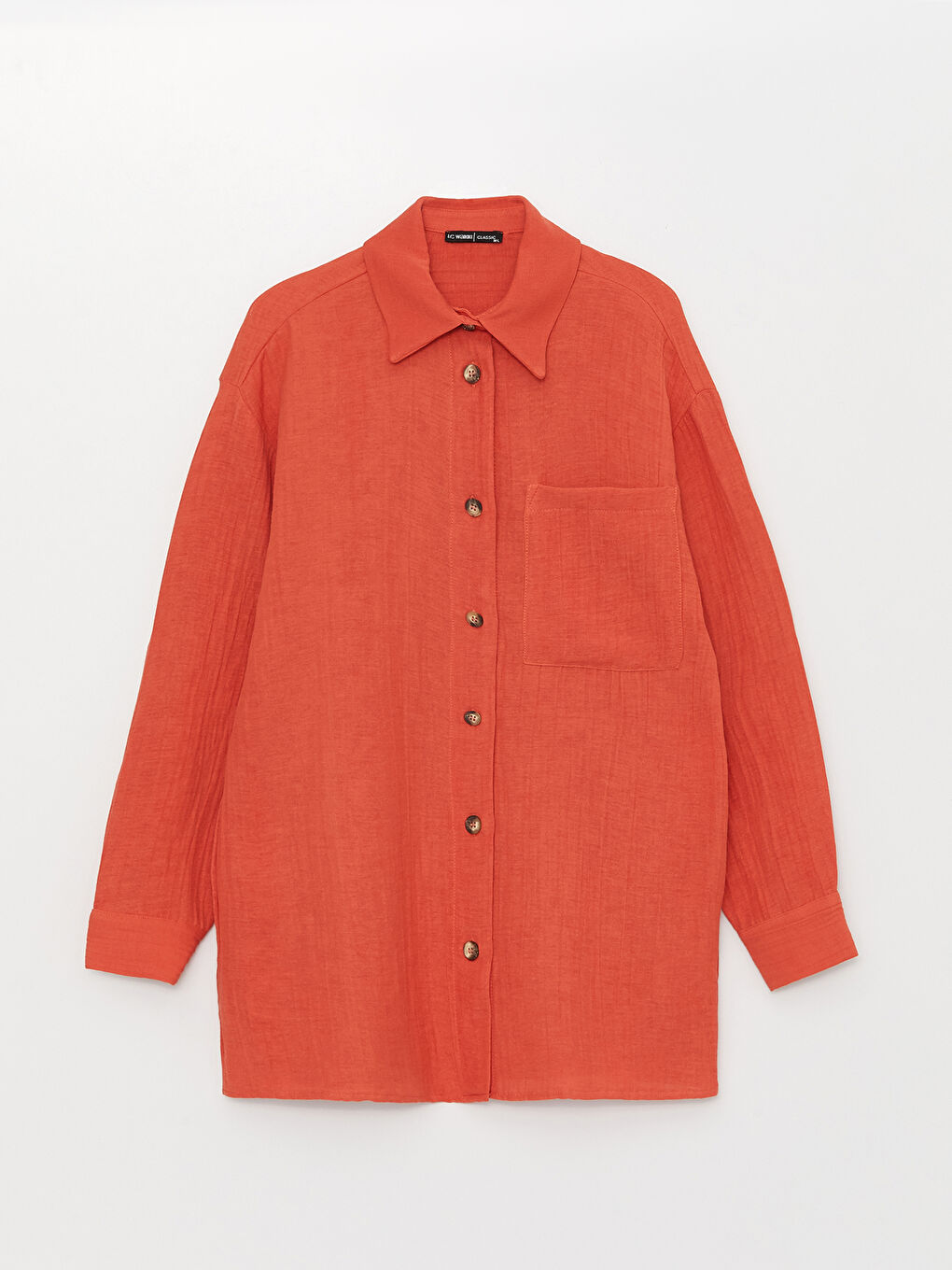LCWAIKIKI Classic Düz Uzun Kollu Oversize Müslin Kadın Gömlek Tunik -S39835Z8-HC7