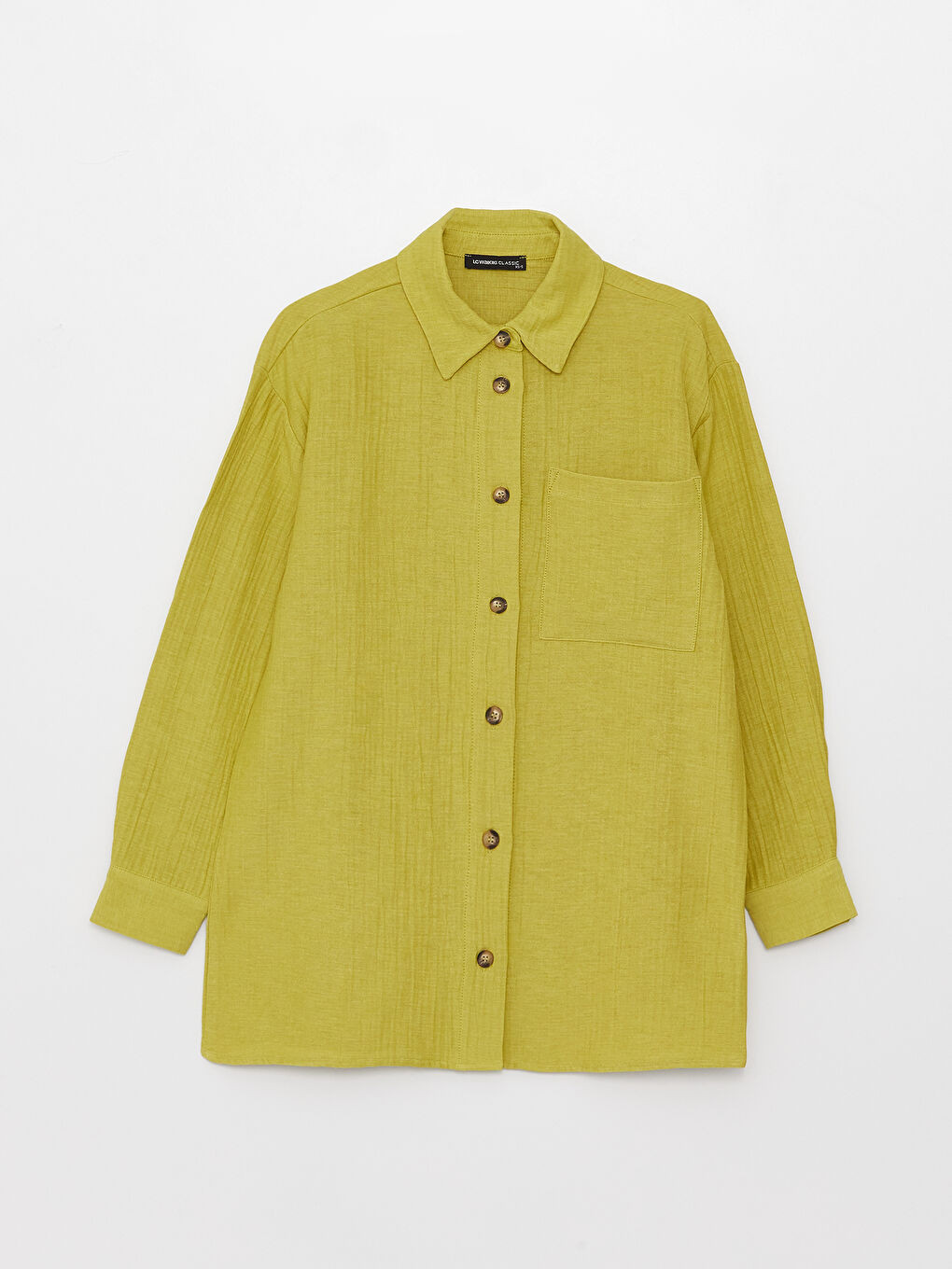 قميص تونيك سادة كم طويل أوفراسايز شاش للسيدات-10