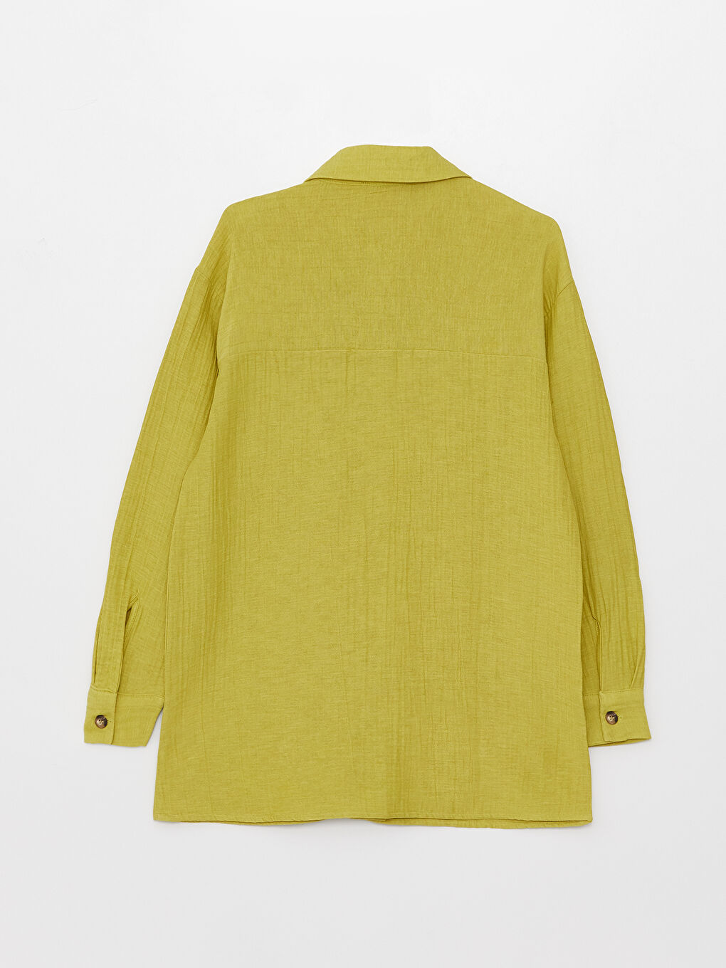 قميص تونيك سادة كم طويل أوفراسايز شاش للسيدات-11