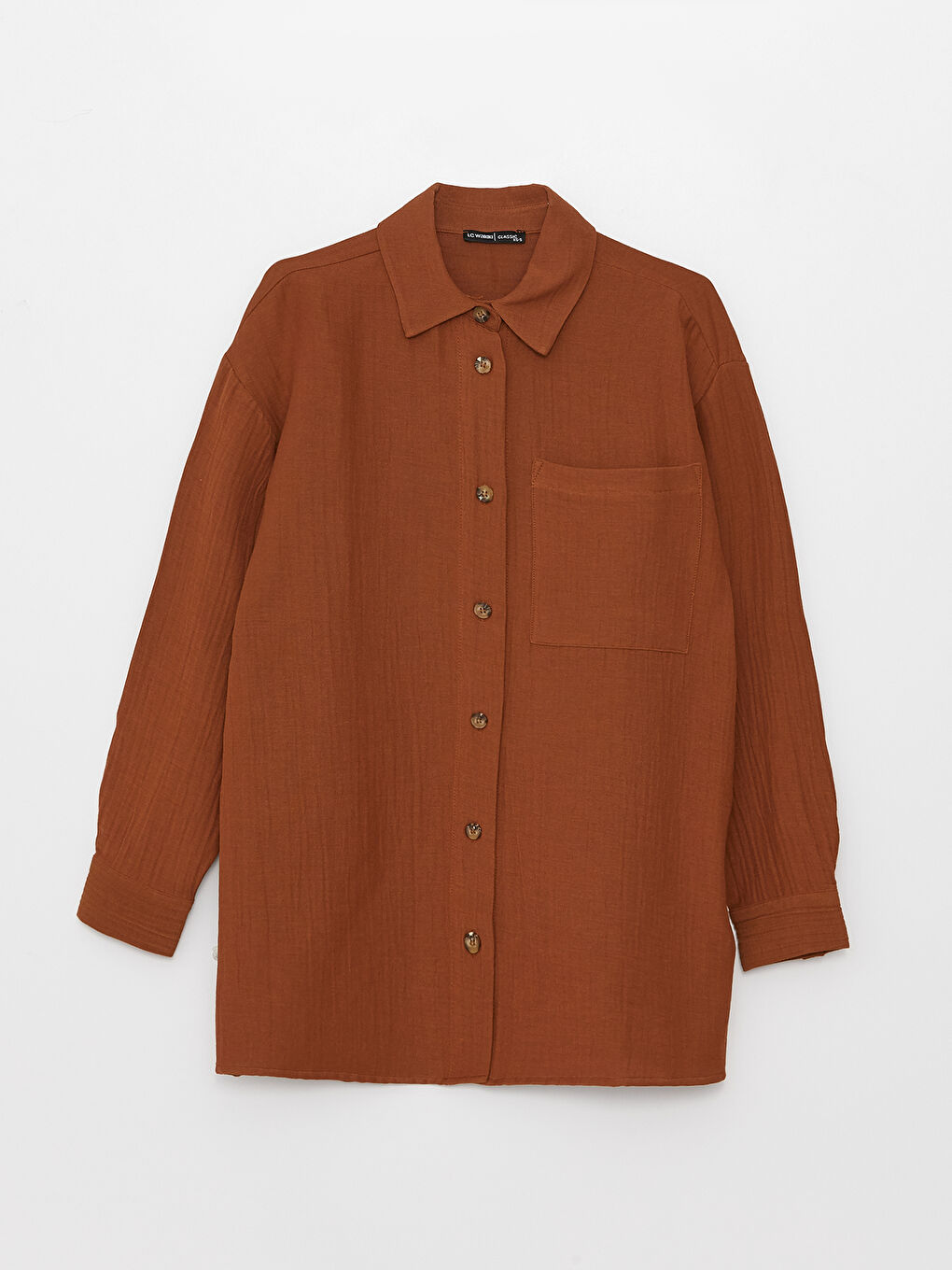 LCWAIKIKI Classic Düz Uzun Kollu Oversize Müslin Kadın Gömlek Tunik -S39835Z8-SWU