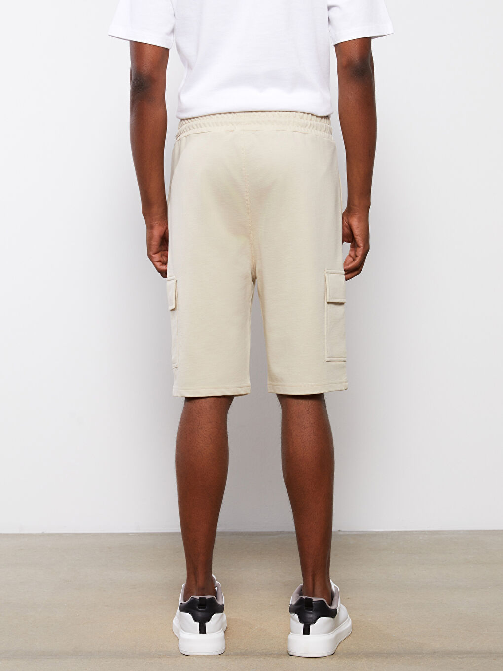 Bej Slim Fit Erkek Bermuda Şort-4