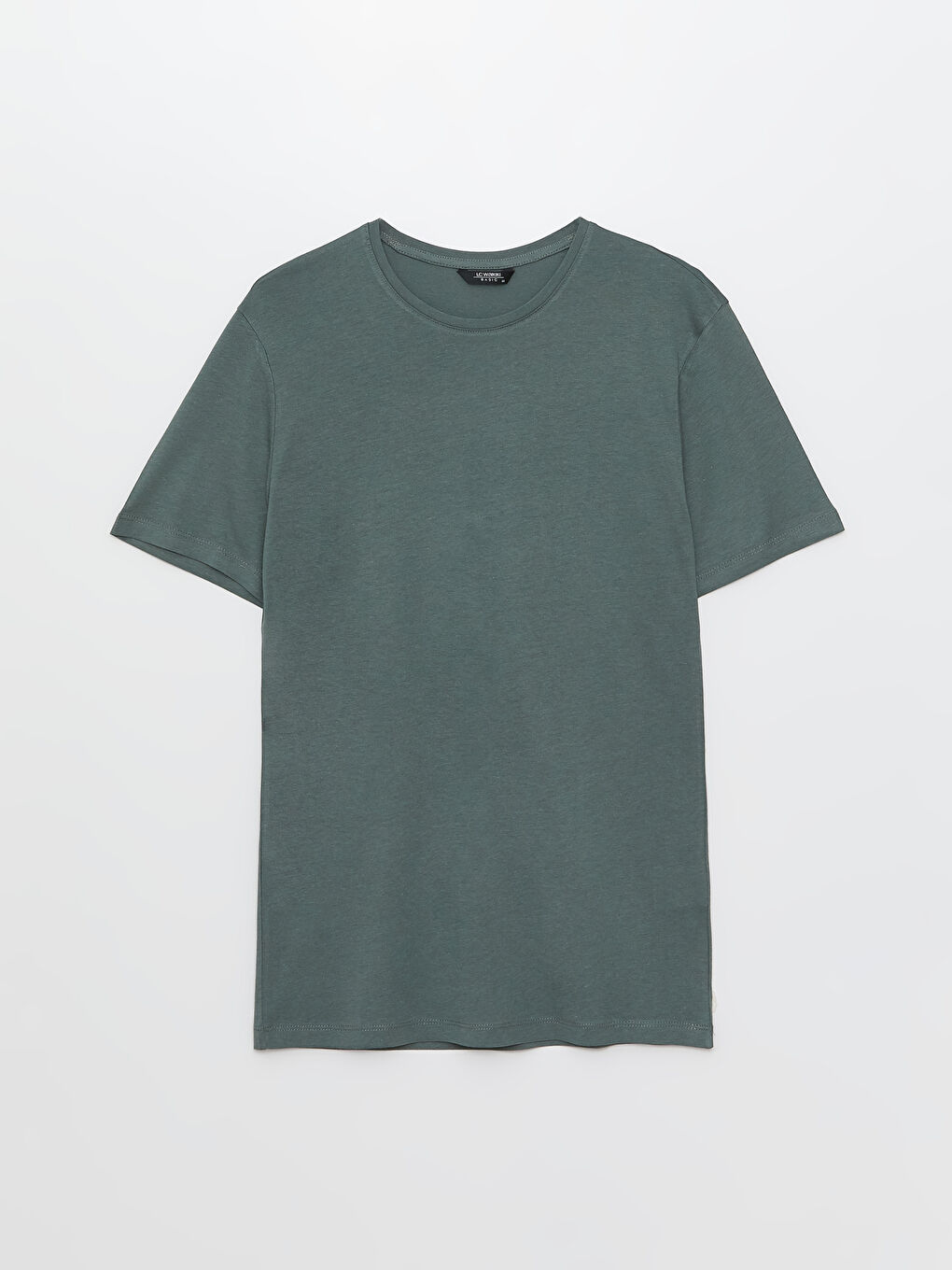 Yeşil Bisiklet Yaka Kısa Kollu Modal Karışımlı Erkek Tişört-5