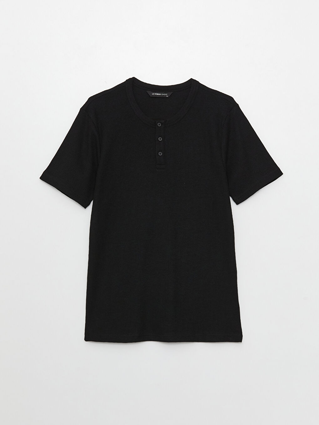 Siyah Bisiklet Yaka Kısa Kollu Erkek Tişört-5