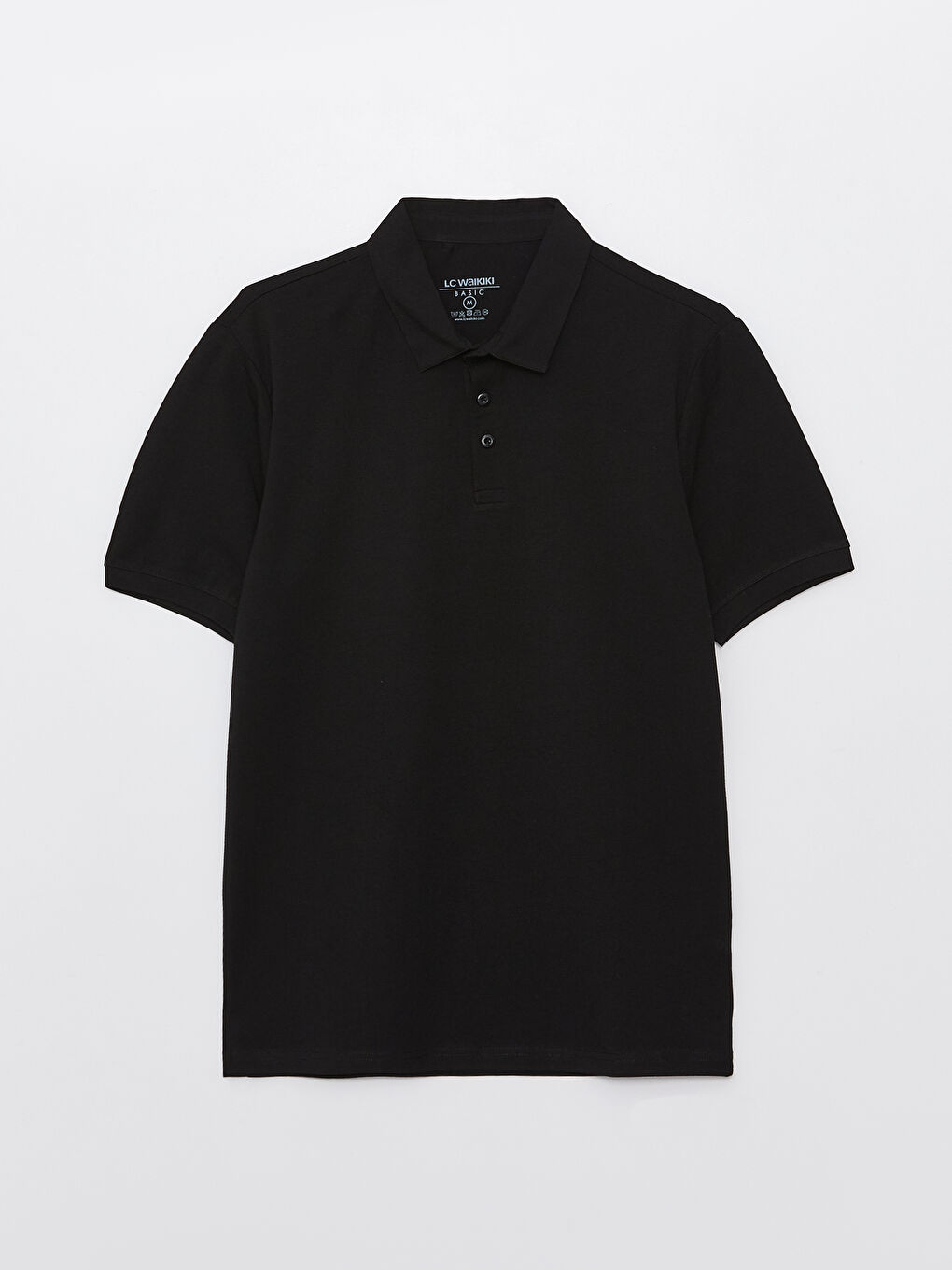 Siyah Polo Yaka Kısa Kollu Erkek Tişört-5