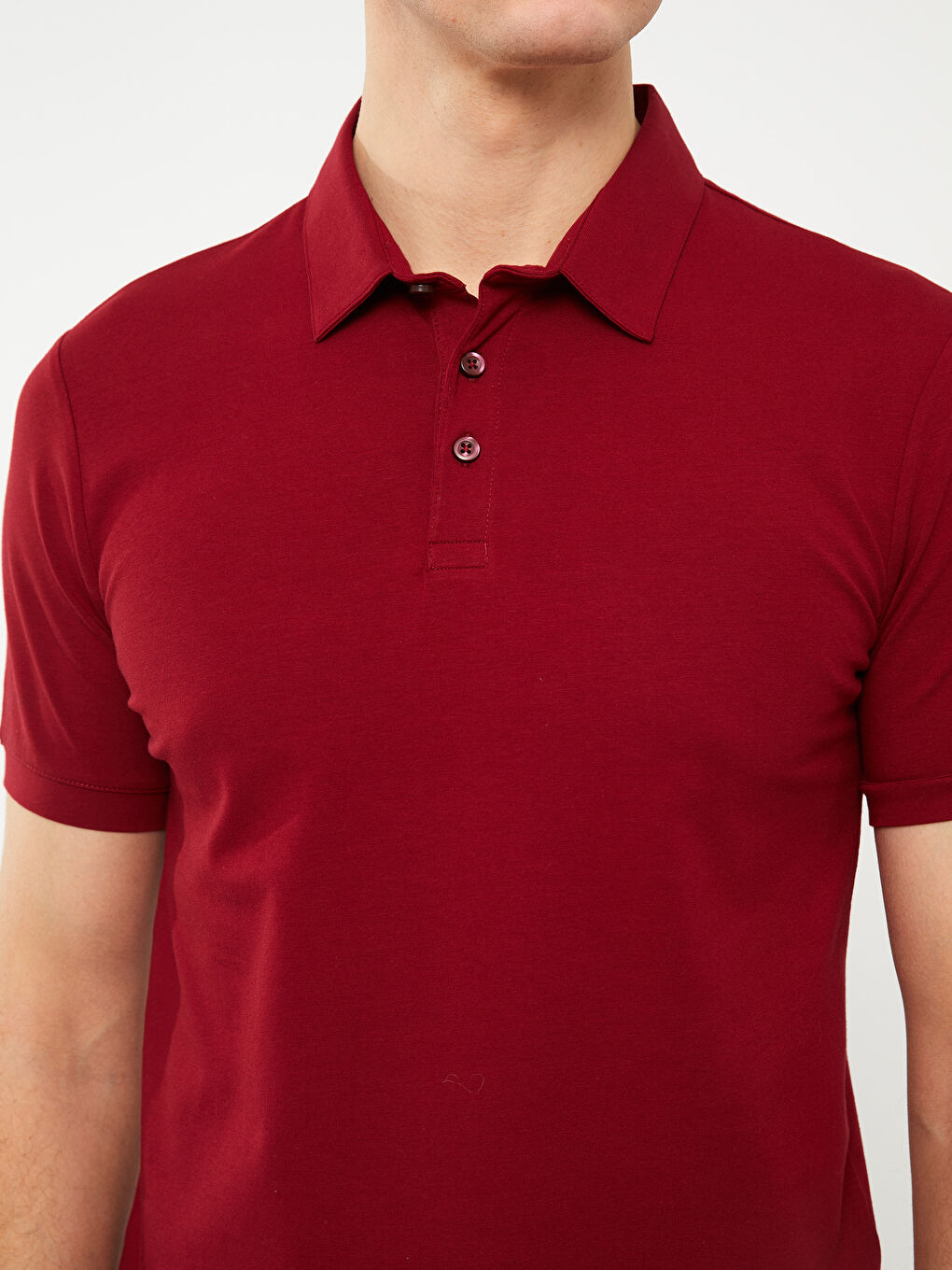 Bordo Polo Yaka Kısa Kollu Erkek Tişört-3