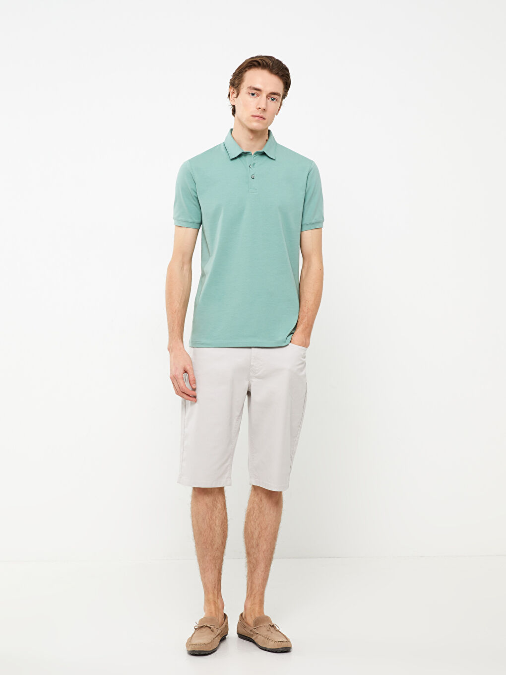 تيشيرت ياقة بولو كم قصير للرجال-2