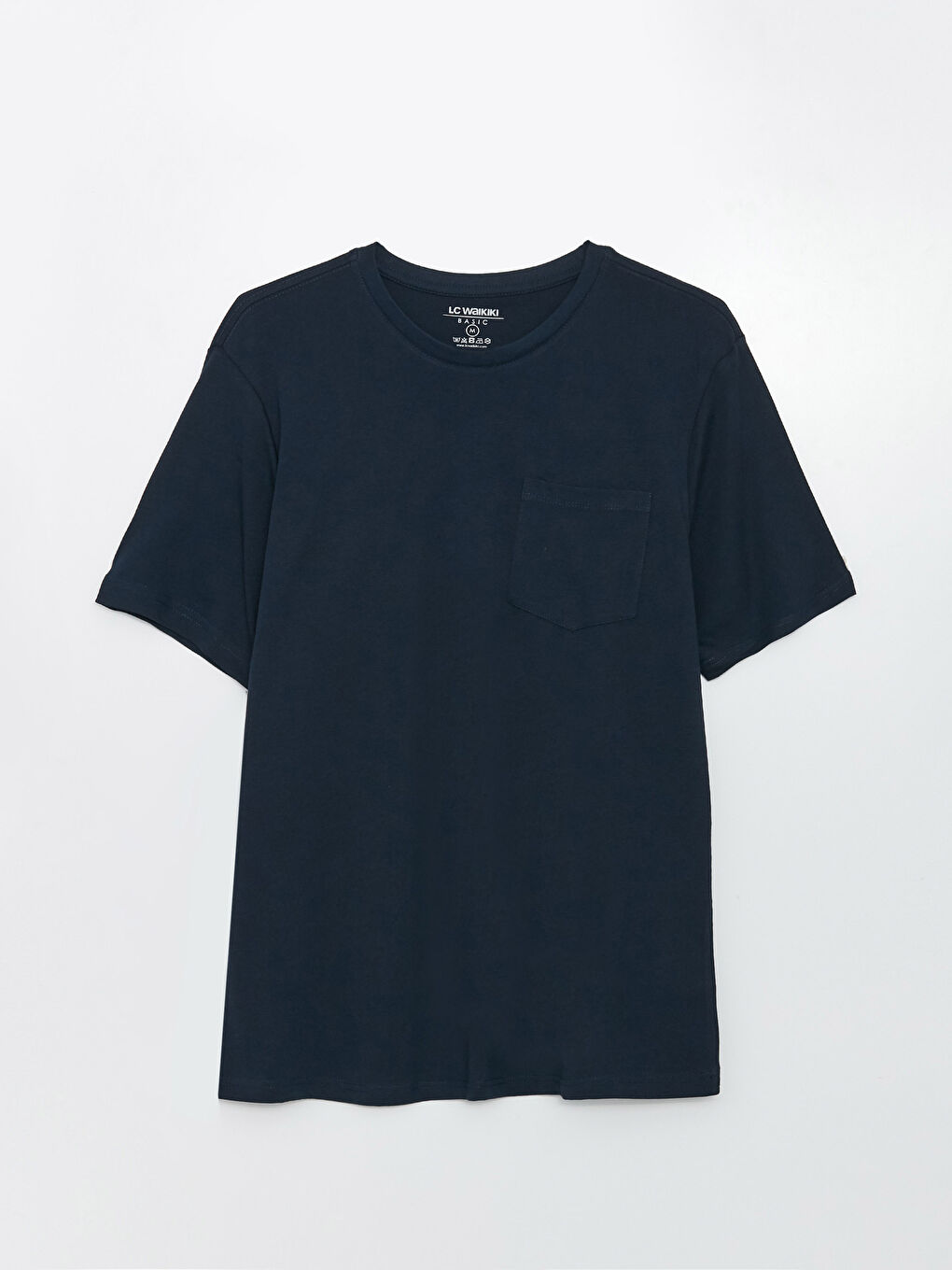 Lacivert Bisiklet Yaka Kısa Kollu Erkek Tişört-5