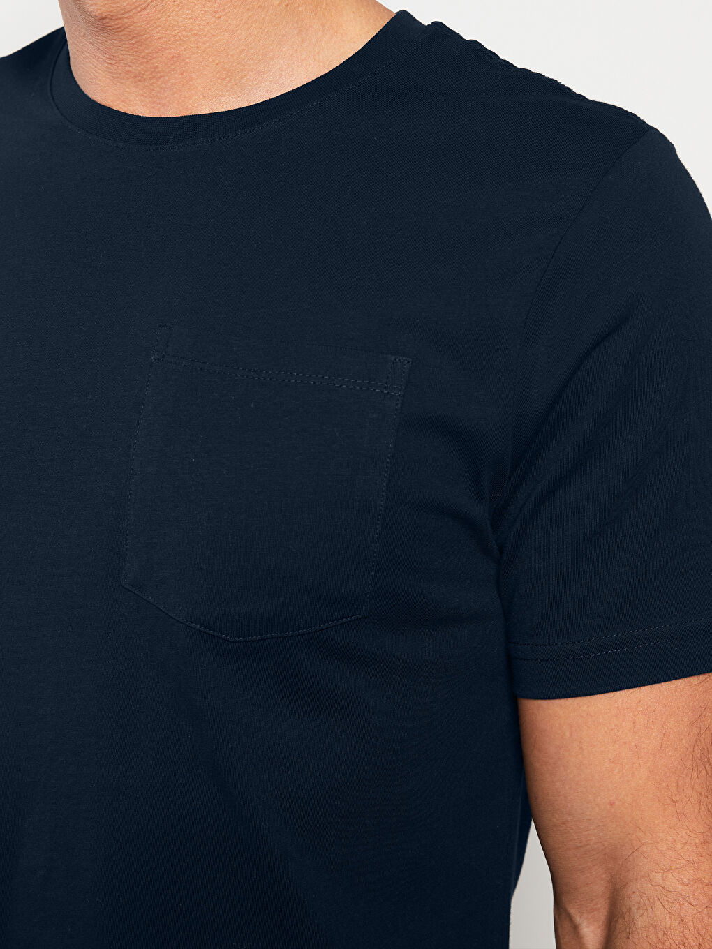 Lacivert Bisiklet Yaka Kısa Kollu Erkek Tişört-3