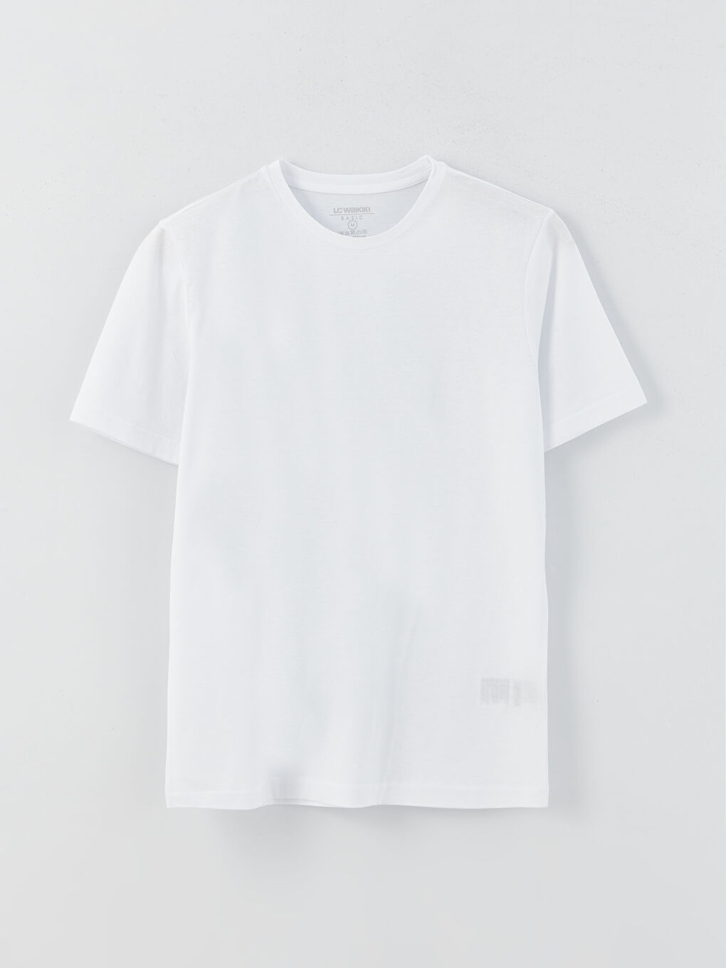 Beyaz Bisiklet Yaka Kısa Kollu Merserize Erkek Tişört-5