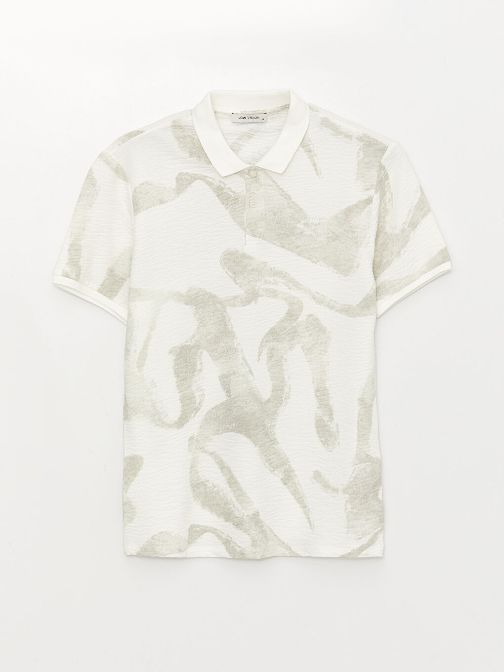 Gri Polo Yaka Kısa Kollu Desenli Erkek Tişört-5