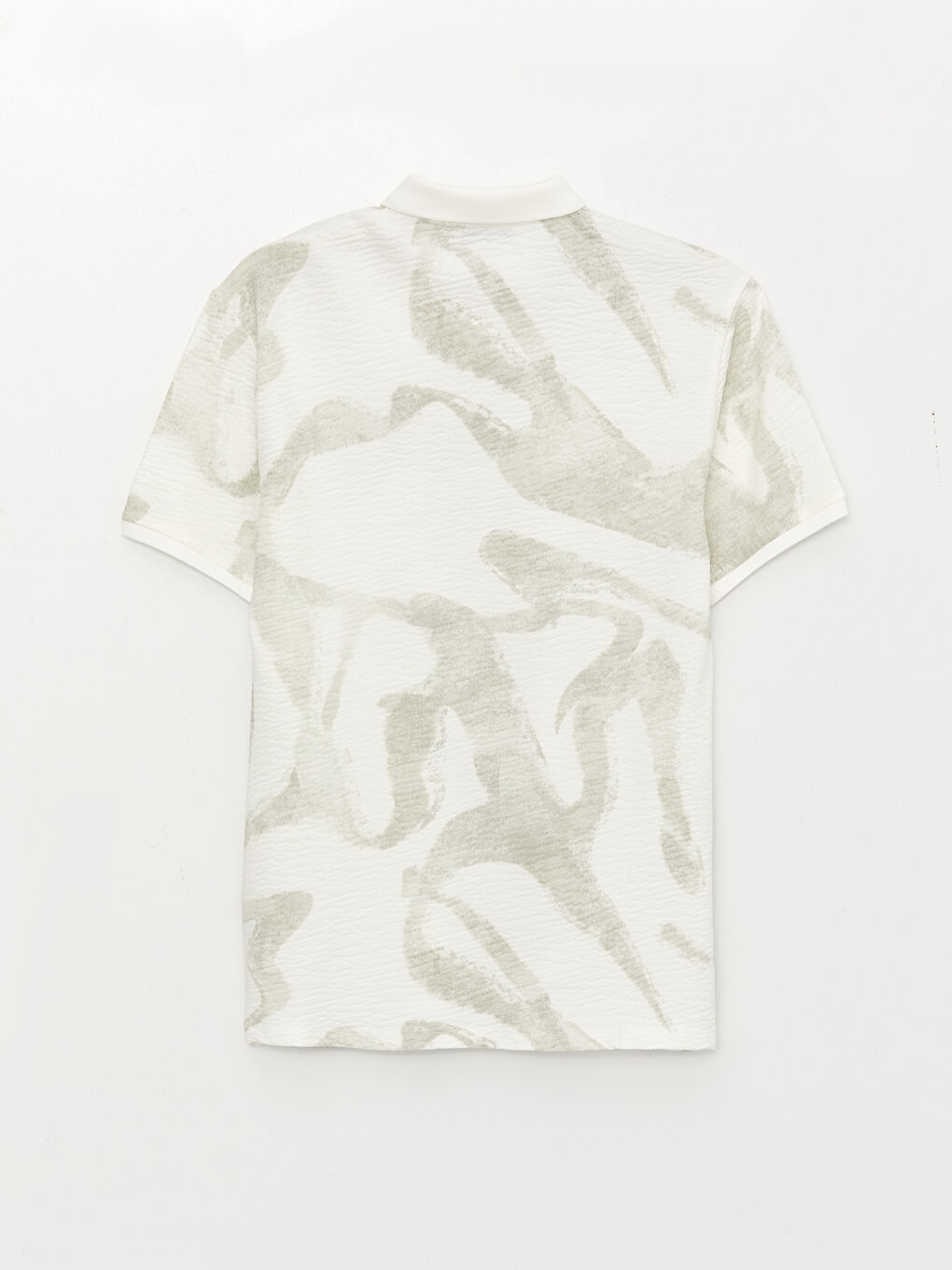 Gri Polo Yaka Kısa Kollu Desenli Erkek Tişört-6