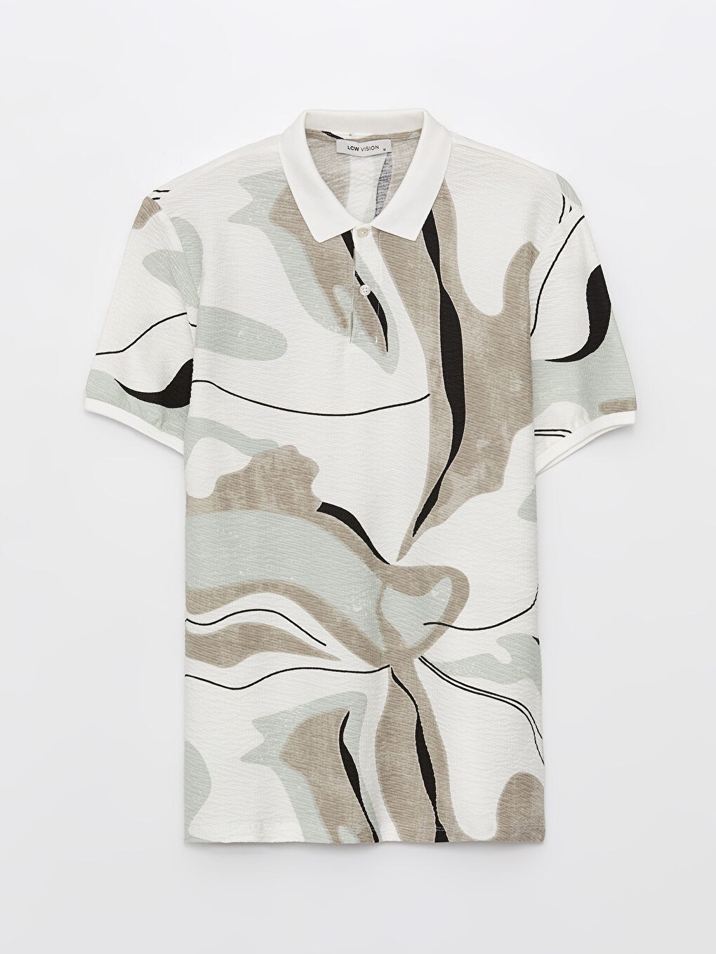 Turkuaz Polo Yaka Kısa Kollu Desenli Erkek Tişört-6