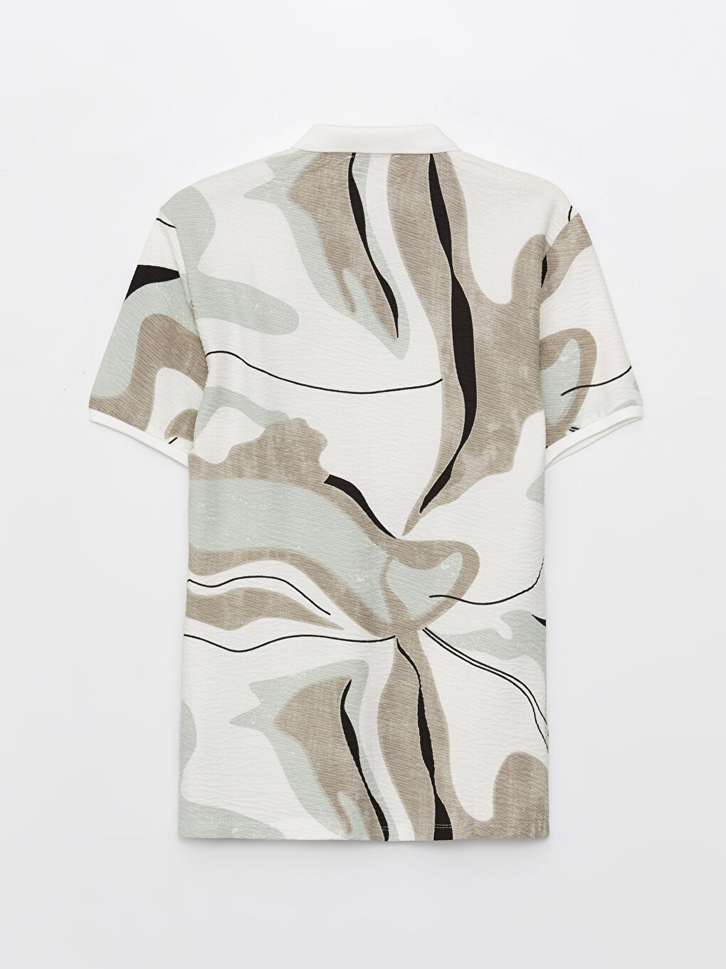 Turkuaz Polo Yaka Kısa Kollu Desenli Erkek Tişört-7