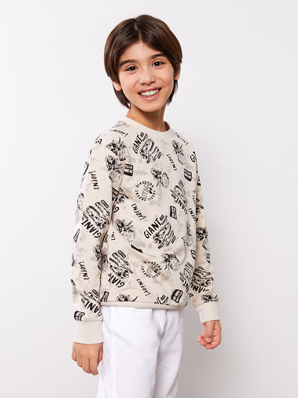 მრგვალი საყელო ნაბეჭდი გრძელმკლავიანი ბიჭების თბილი ზედა-1