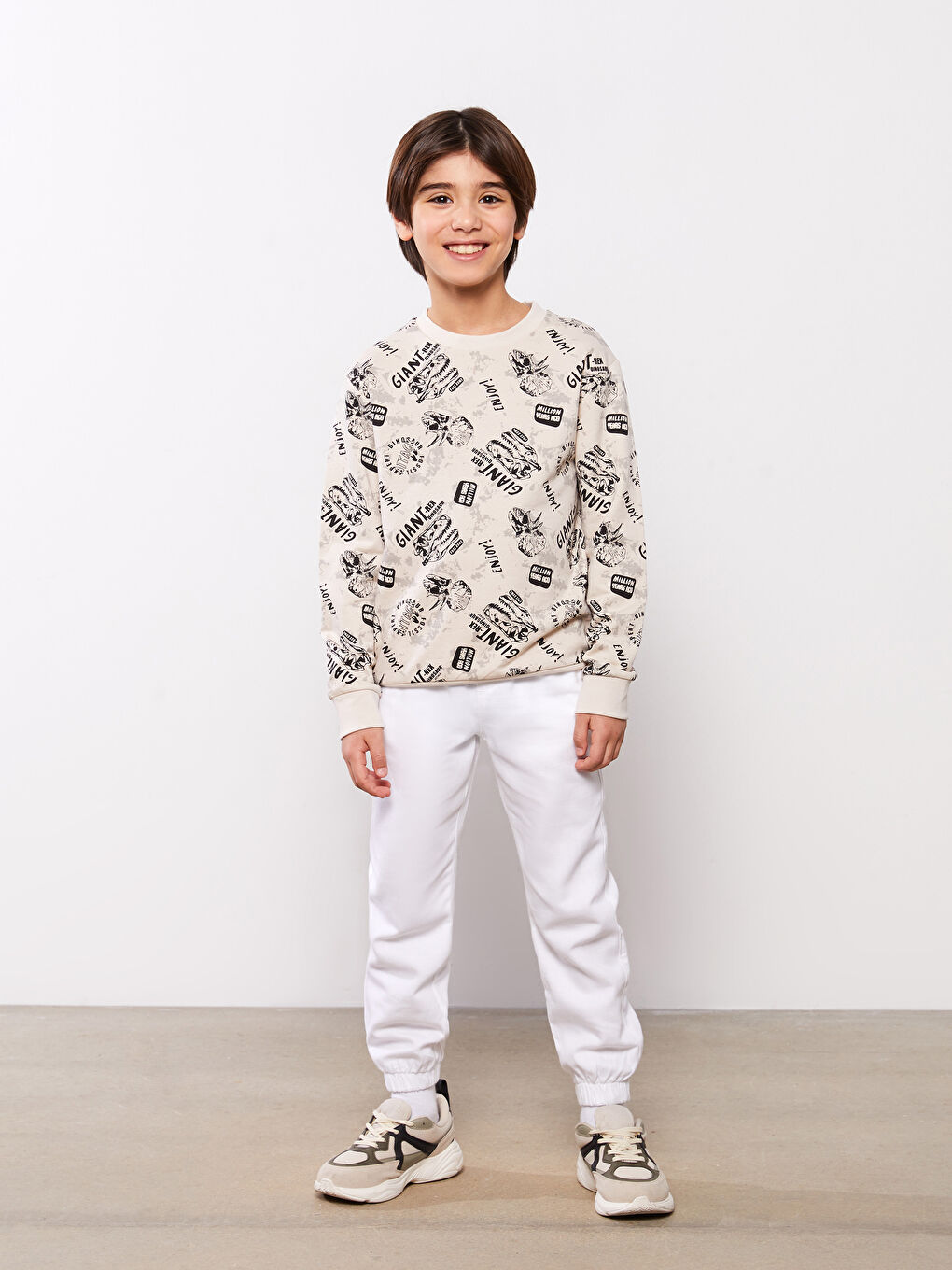 მრგვალი საყელო ნაბეჭდი გრძელმკლავიანი ბიჭების თბილი ზედა-2