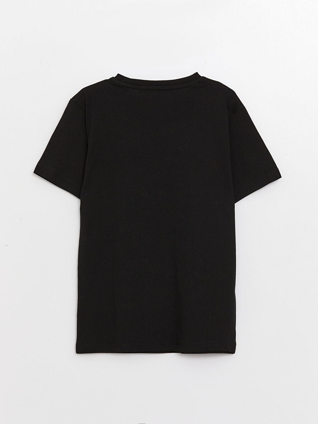 Siyah Bisiklet Yaka Baskılı Kısa Kollu Erkek Çocuk Tişört-1