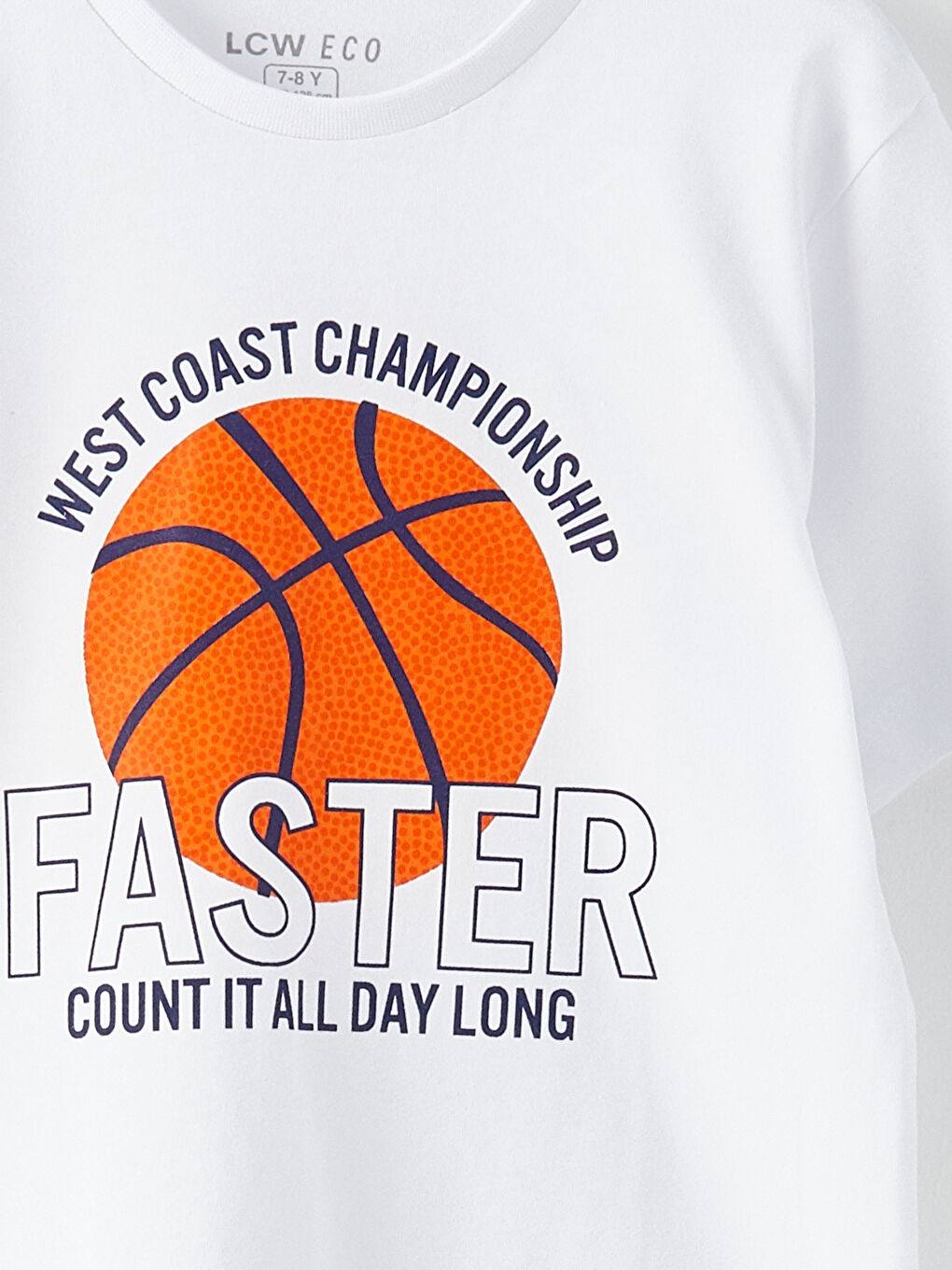 Beyaz Bisiklet Yaka Baskılı Kısa Kollu Pamuklu Erkek Çocuk Tişört-2