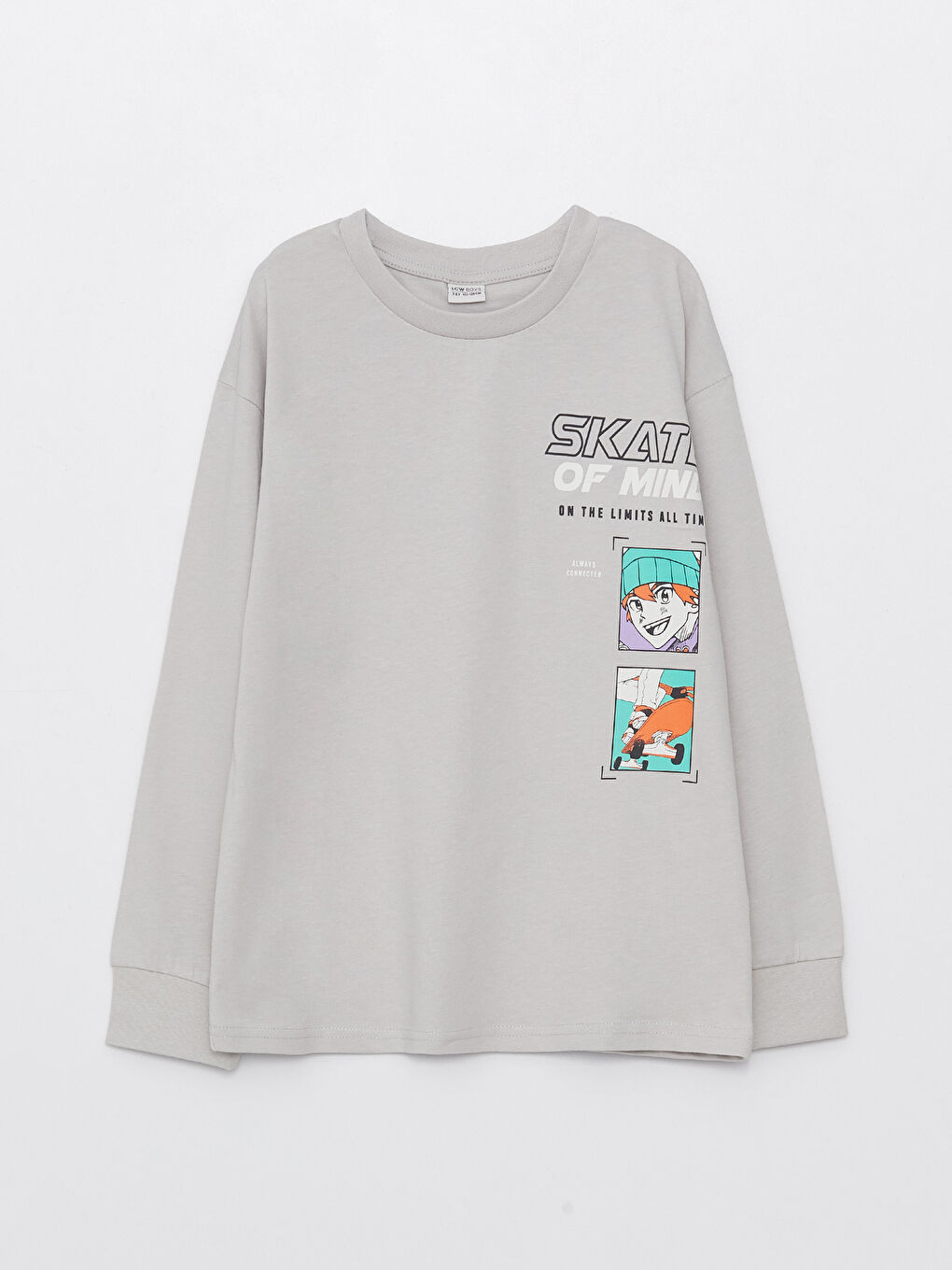 Ұлдарға арналған еркін пішім дөңгелек жағалы принтті футболка-5