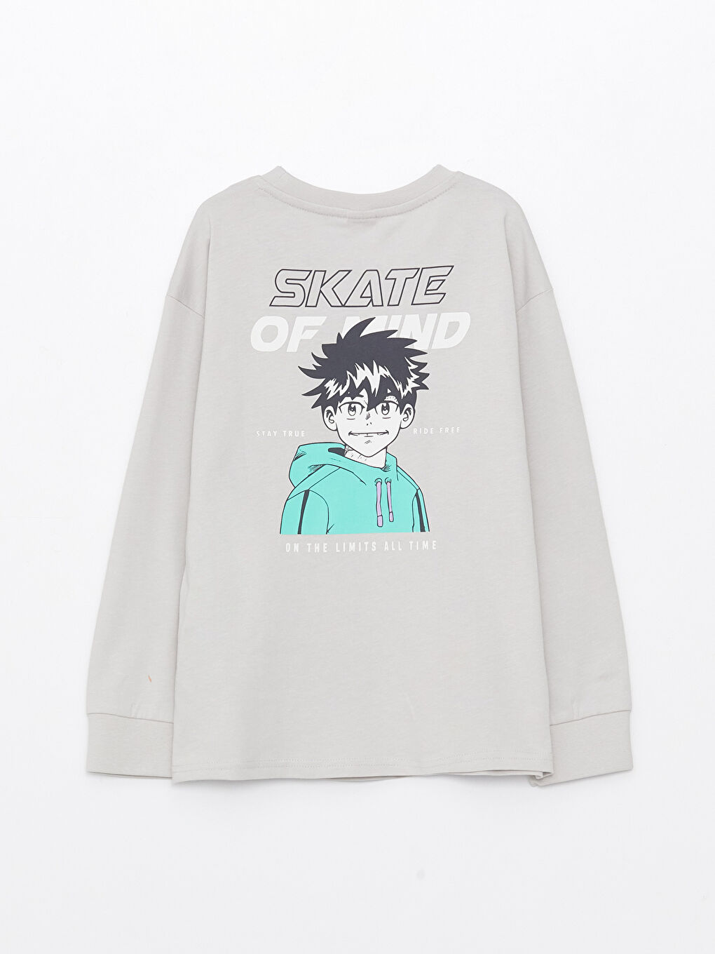 Ұлдарға арналған еркін пішім дөңгелек жағалы принтті футболка-6