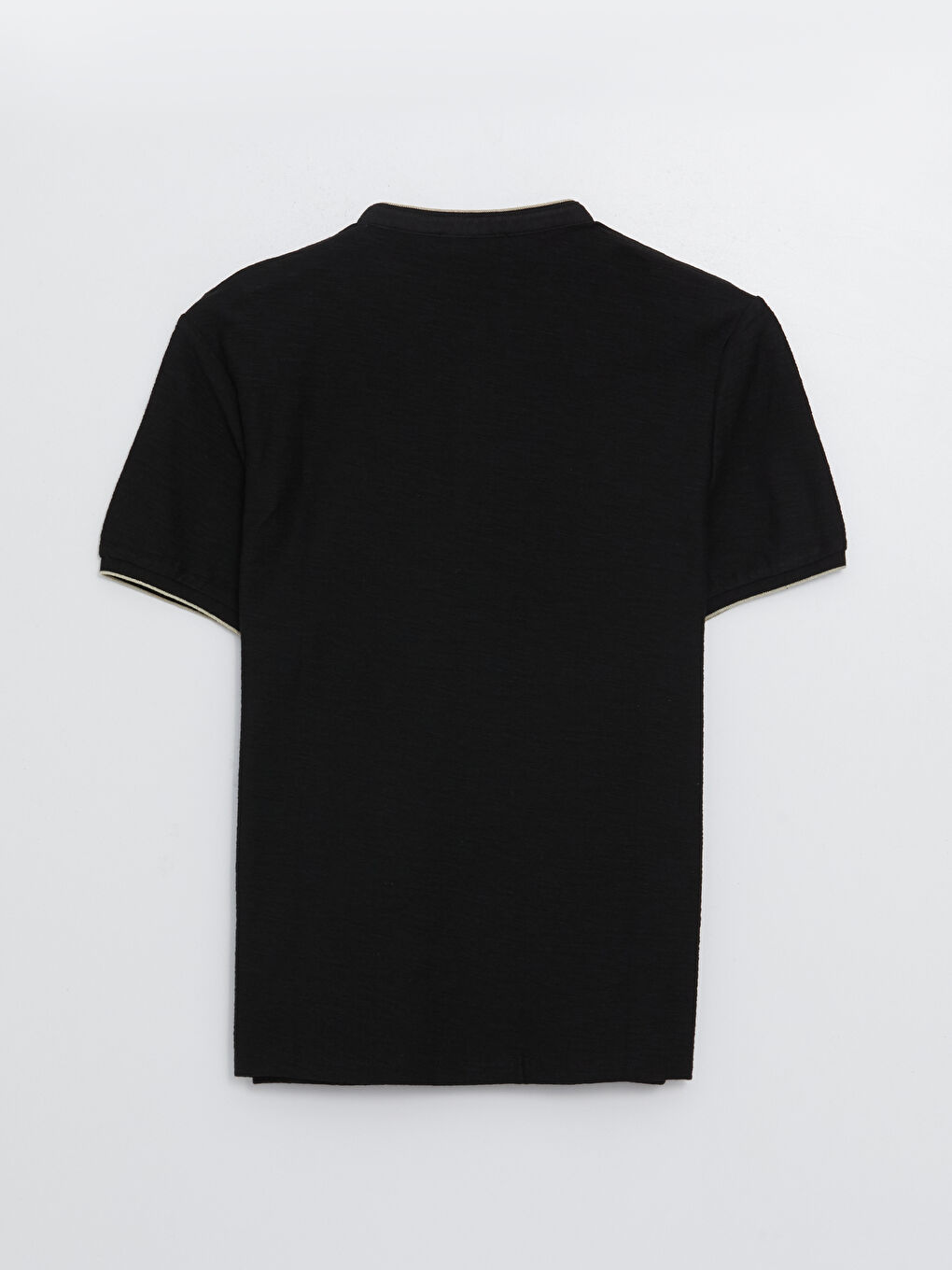 Siyah Hakim Yaka Kısa Kollu Erkek Tişört-6