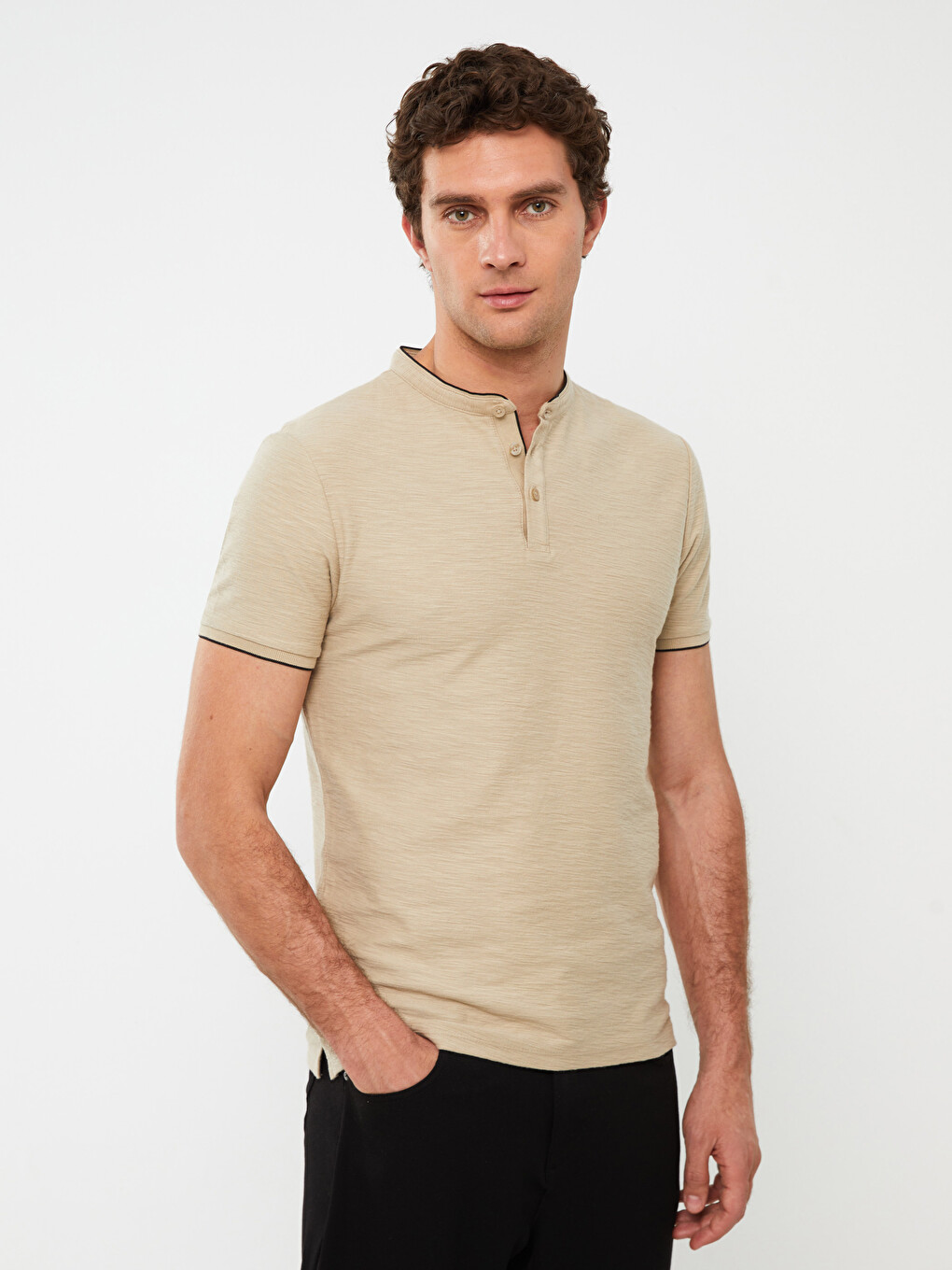 Grandad Collar Short Sleeve Men's T-Shirt-1