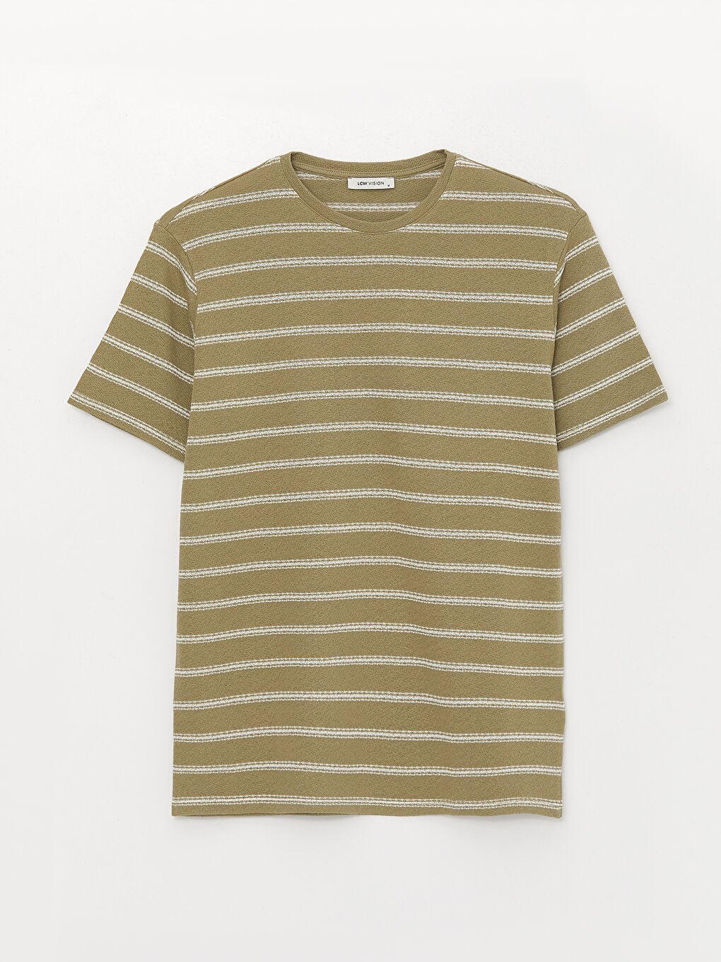 LCW Vision Crew Neck Short Sleeve Striped Linen Blended Men's T-Shirt -S39898Z8-SXQ