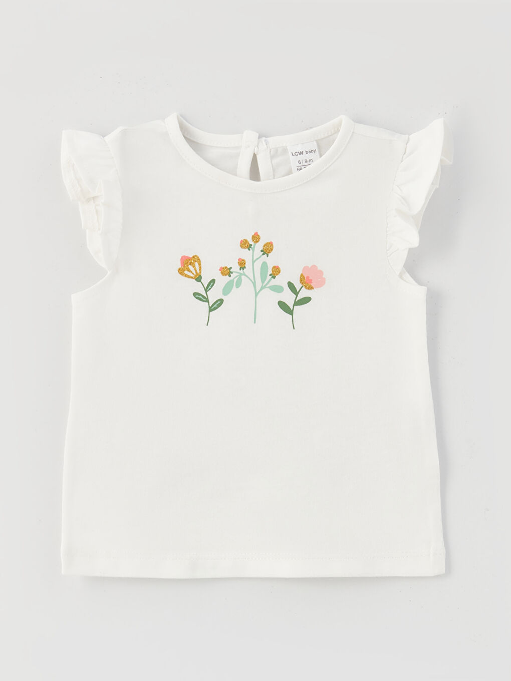 Yeşil Bisiklet Yaka Kısa Kollu Baskılı Kız Bebek Tişört ve Şort 2'li Takım-1