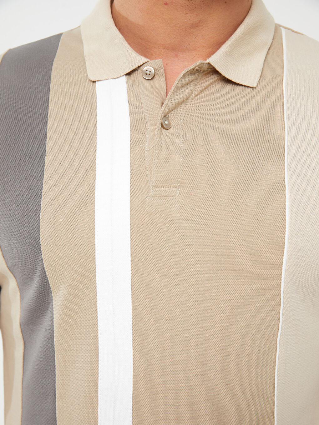 Polo Neck Short Sleeve Color Block Pique Men's T-Shirt-3