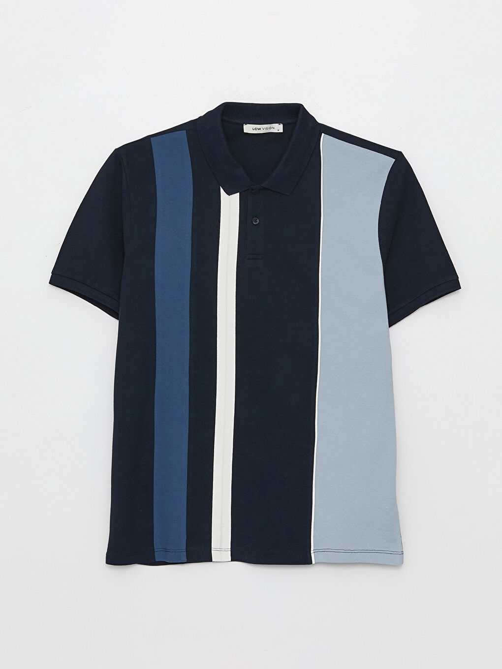 T-shirt pour Hommes à Col roulé, Manches courtes, Bloc de couleurs, en Piqué-5