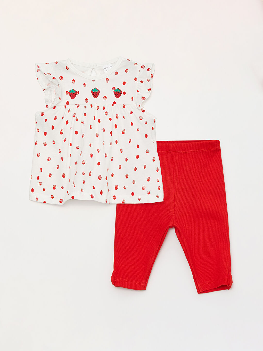 Crew Neck Printed Baby Girls' Blouse and Leggings 2 Pack Set