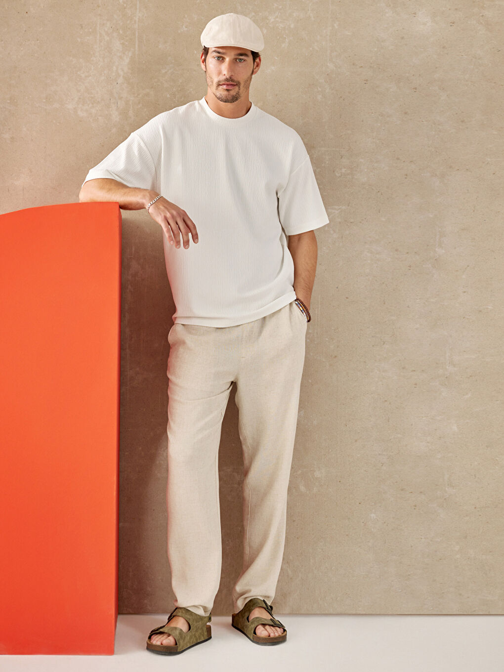 Bej Slim Fit Erkek Pantolon-2