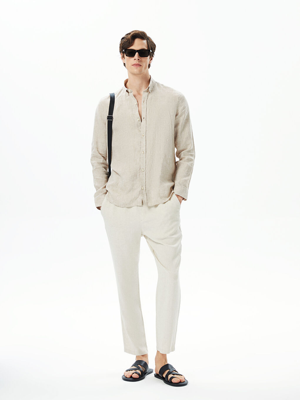 Bej Slim Fit Erkek Pantolon-5