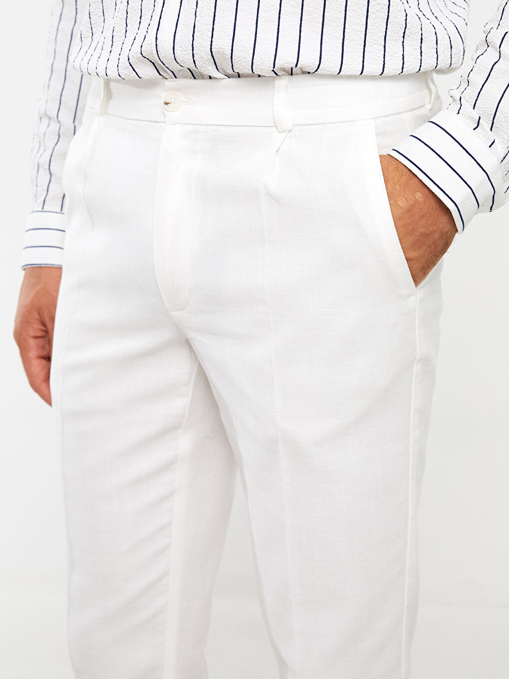 LCW Vision Slim Fit Keten Görünümlü Erkek Pantolon -S39938Z8-R9J