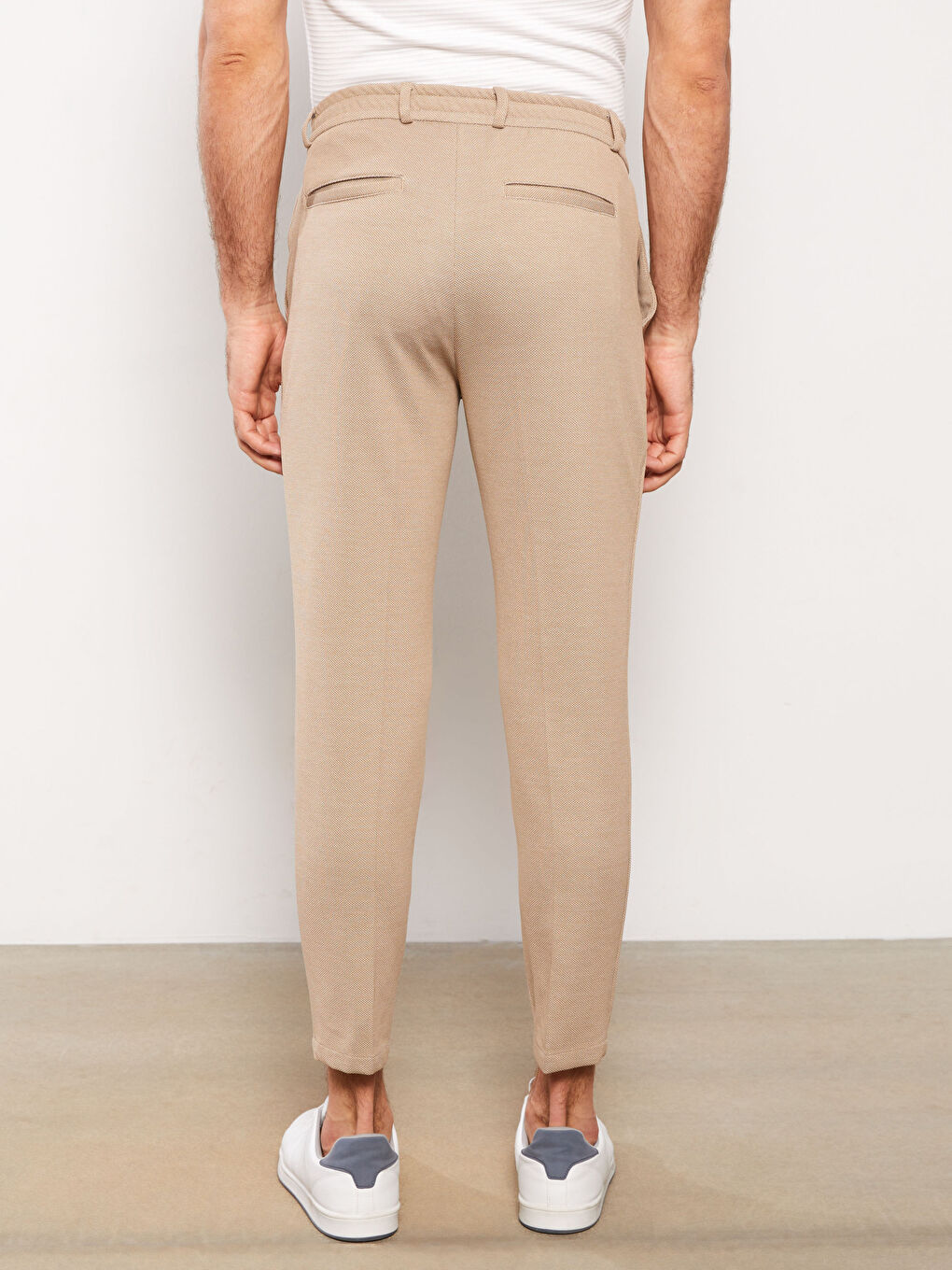 Bej Slim Fit Keten Karışımlı Erkek Pantolon-4