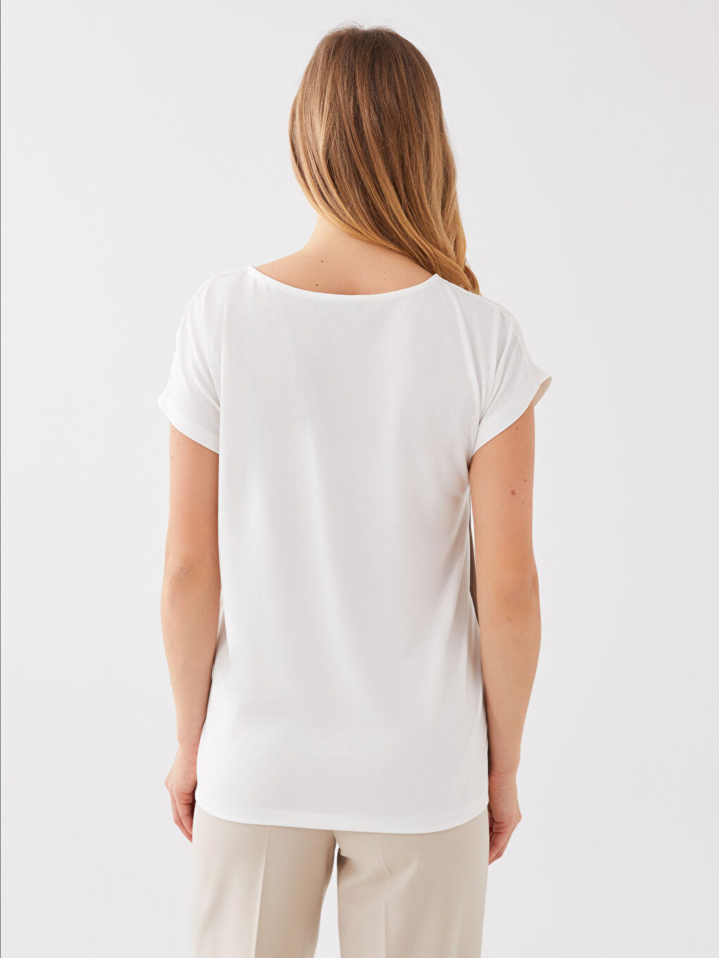 Women's Crew Neck Color Block T-Shirt-4