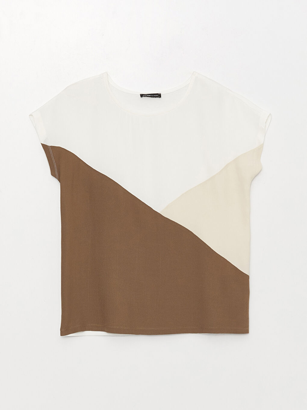 Women's Crew Neck Color Block T-Shirt-5