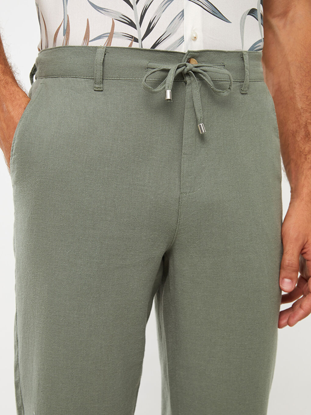 Slim Fit Linen Blend Men's Trousers-1