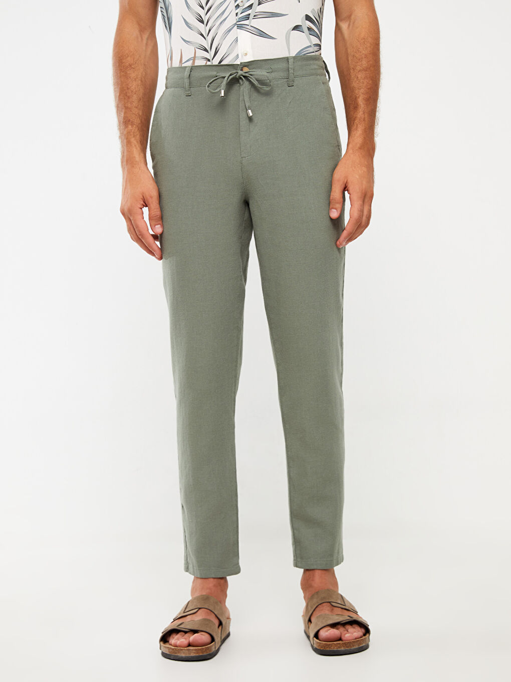 Slim Fit Linen Blend Men's Trousers-2